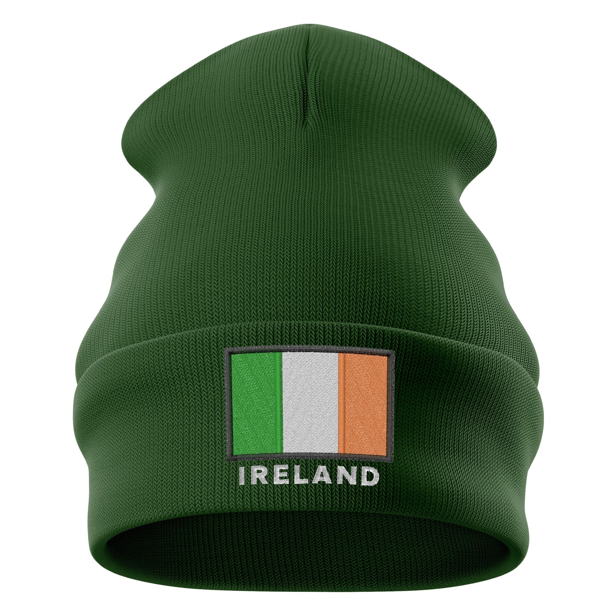Purple Print House Embroidered Irish Supporter Beanie Hat - Ireland Tricolour Design - Mens Womens Patriotic Winter Accessory - Rugby Football Fan Gift, One Size, Bottle