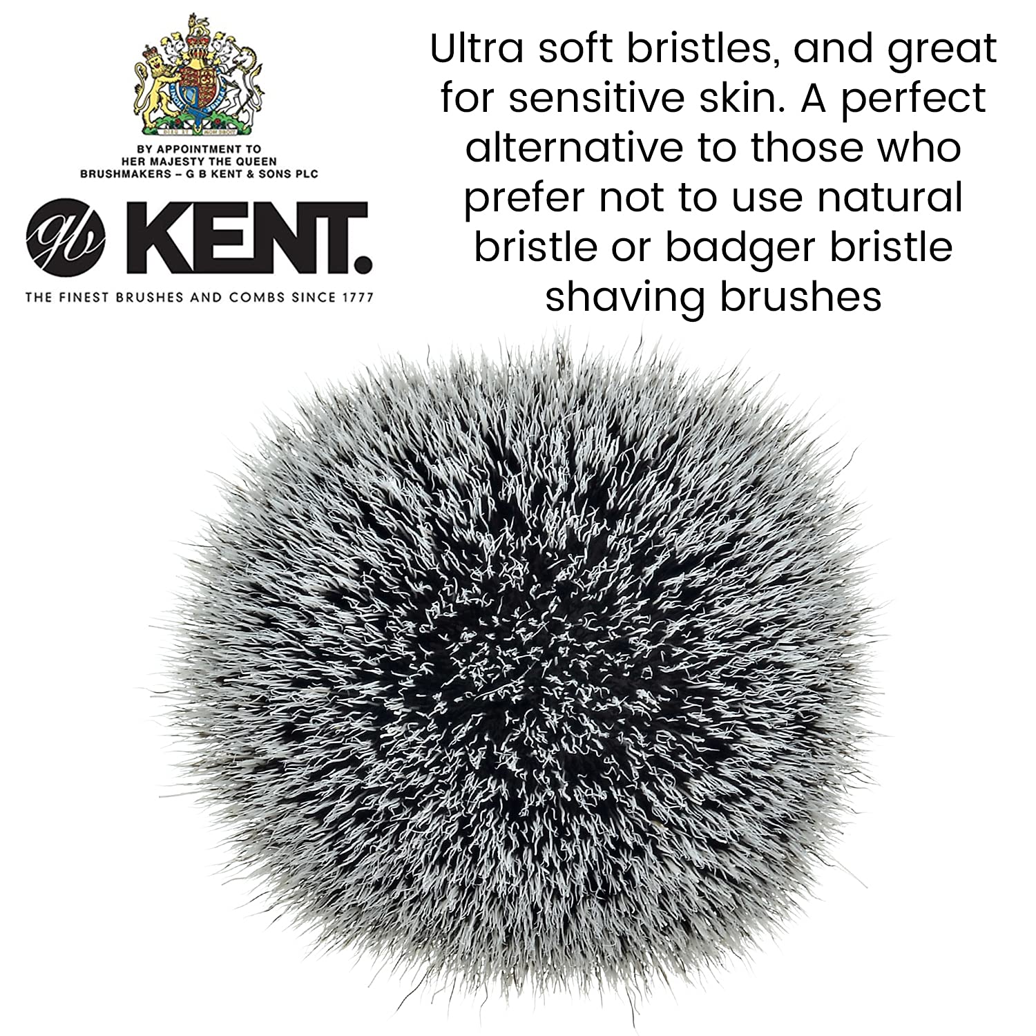 Kent Infinity Plus Shaving Brush with Ultra-Soft Silvertext Synthetic Badger Brush - Perfect Lather and Shaving Brush made for Shave Cream and Shaving Soap - Kent Luxury Shaving Since 1777