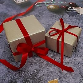 Ribbli Double Faced Red Satin Ribbon,1/4 x Continuous 25 Yards,Use for Bows Bouquet,Gift Wrapping,Floral Arrangement