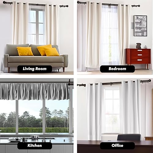 Miniatura 7 de Meriville Barra de cortina telescópica de doble ventana de 1 pulgada de diámetro, 84 a 120 pulgadas, bronce aceitado