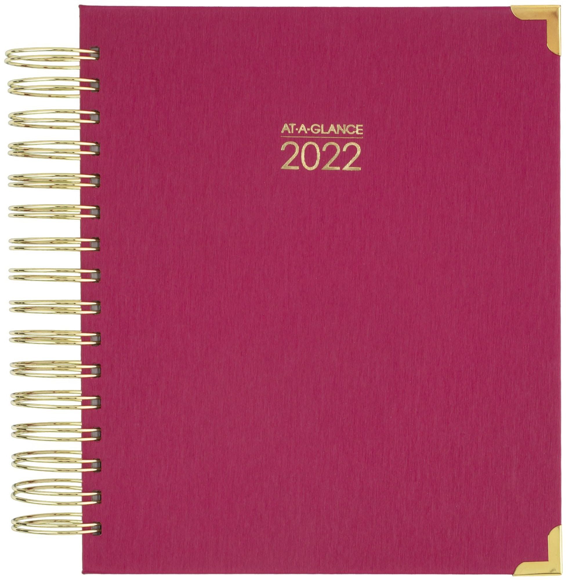 Planer dzienny i miesięczny 2022 od AT-A-GLANCE, 18 cm x 20-3/4 cala, średni, twarda okładka, harmonia, jagodowy (6099-806-59)