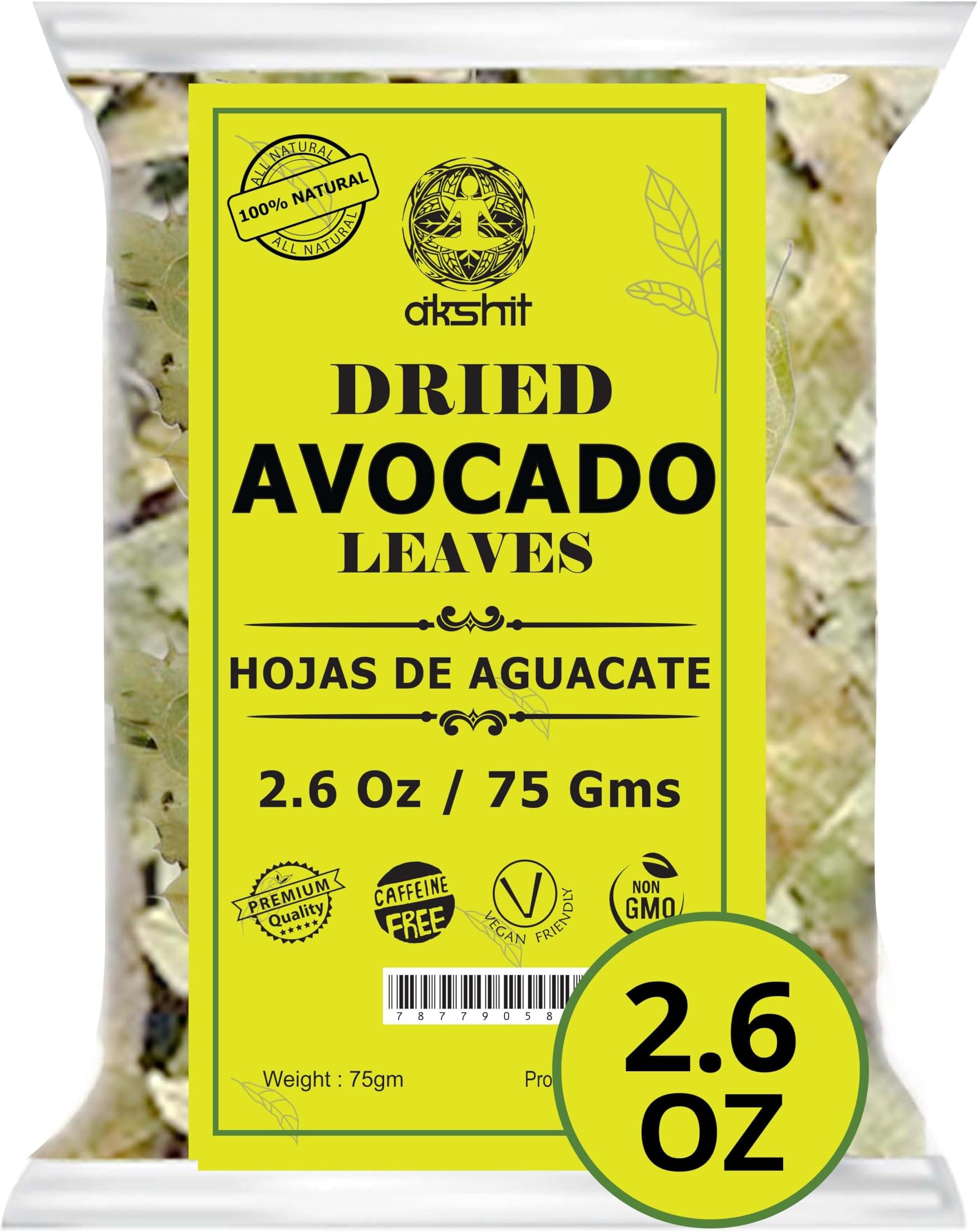2.6oz Avocado Leaves, 100% Natural Dried Leaves, Aromatic Leaf Tea, Hojas De Aguacate Seca, Caffeine-free, Non-GMO. by Akshit