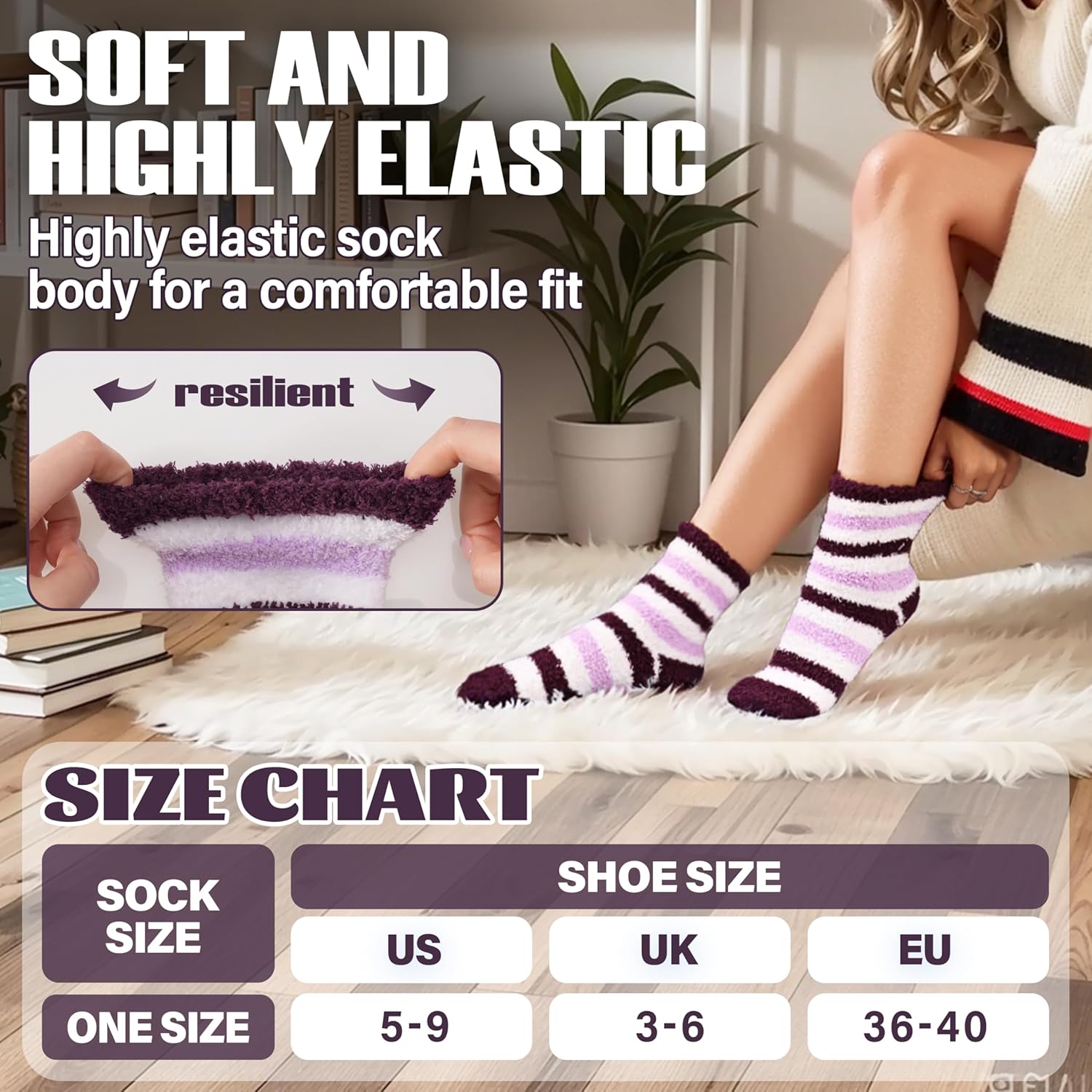 ANTSANG Womens Fuzzy Socks Fluffy Slipper Cozy Cabin Winter Soft Fleece Warm Comfy Thick Christmas Gift Socks - Image 5