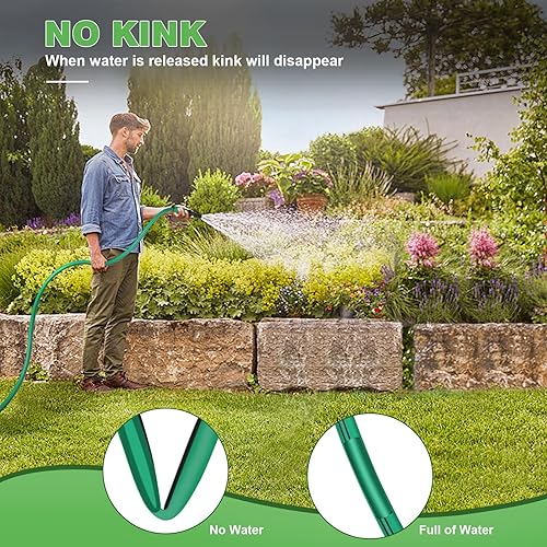 Miniatura 2 de AIODE Manguera de jardín de 58 pulgadas x 15 pies, 25 pies, 35 pies, 50 pies, 100 pies, 150 pies, 34 pulgadas, accesorios de latón macizo, manguera