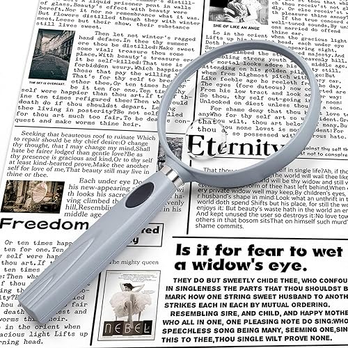 Miniatura 45 de Feosky Lupa de lectura de mano, lupa de 10 x 30X, lente inastillable de 2.953 in, mango antideslizante para adultos cercanos, lectura de personas