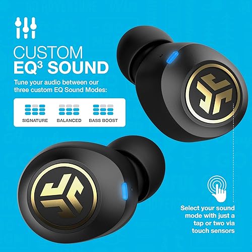 Miniatura 6 de JLab JBuds Air Icon True Auriculares inalámbricos Bluetooth + funda de carga, negro y dorado, resistencia al sudor IP55, conexión Bluetooth 5.0,