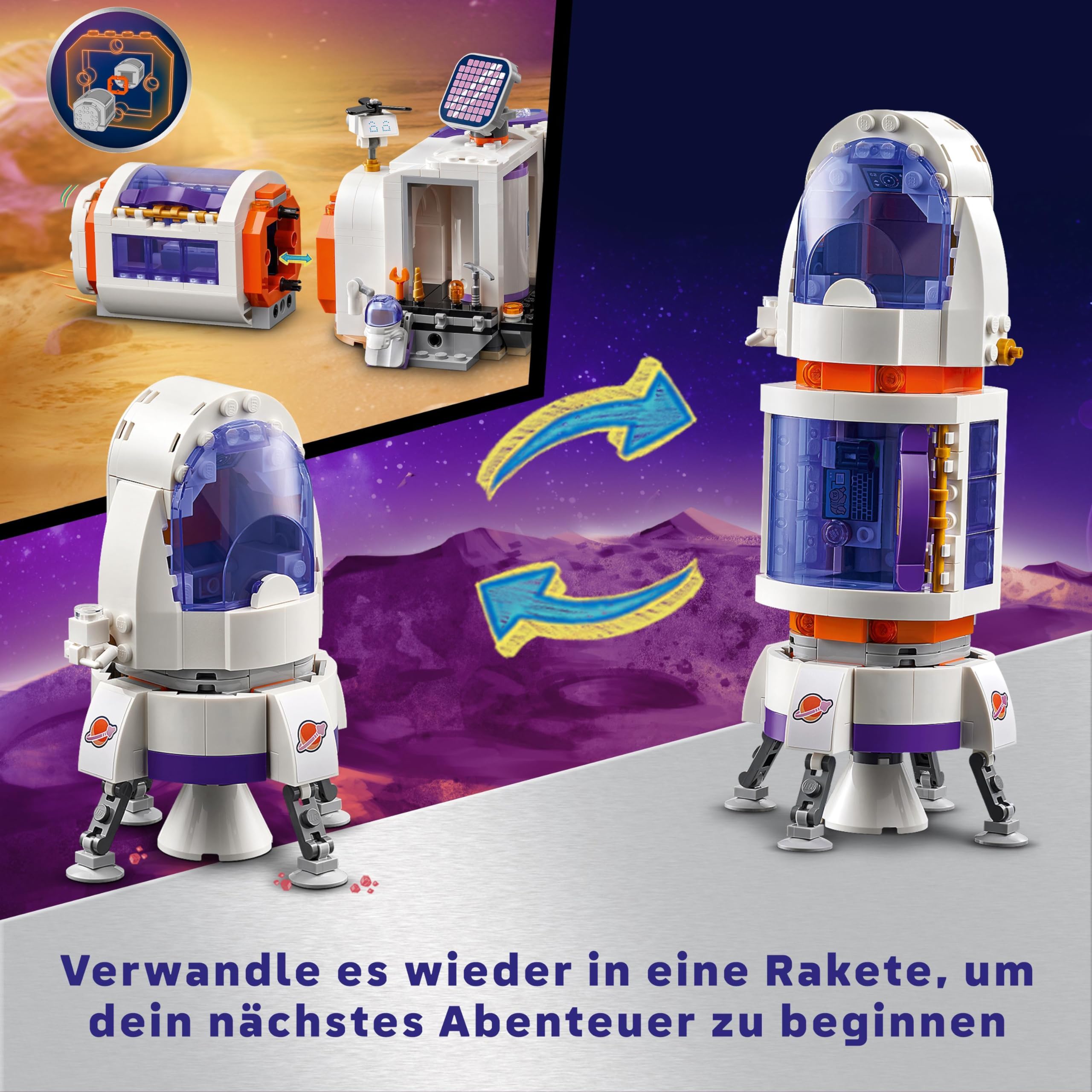 LEGO Friends Mars-Raumbasis mit Rakete, Weltraum-Spielzeug mit Space Shuttle und 4 Astronauten-Figuren, Geschenk für Mädchen und Jungen ab 8 Jahren, die Wissenschaft und Technik lieben 42605