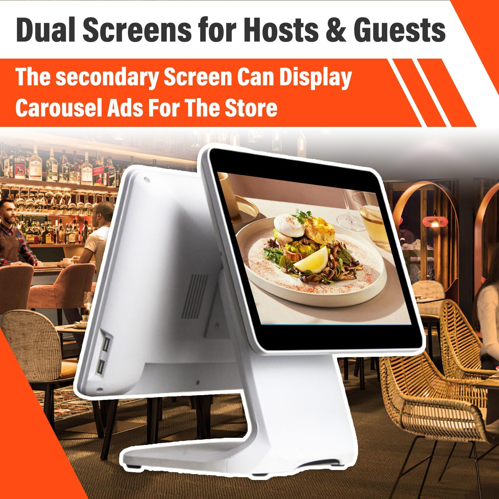 Registratore Di Cassa Touch Screen Doppio Schermo per Ristorante Negozio Supermercato Cassa Commerciale Punto Vendita Windows 10 Pos Machine Retail Use