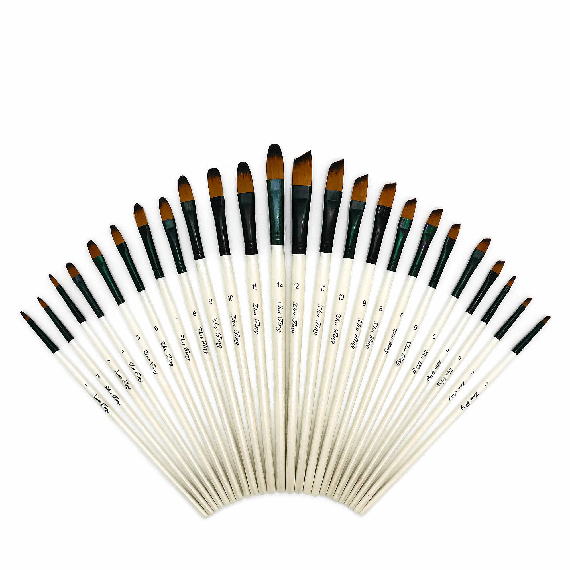 Paint Brushes Set - 24 PCS - Nylon Bristles with Plane Wooden Handle, Professional Artist Painting Supplies, Suitable for Watercolor, Oil, Acrylic Painting