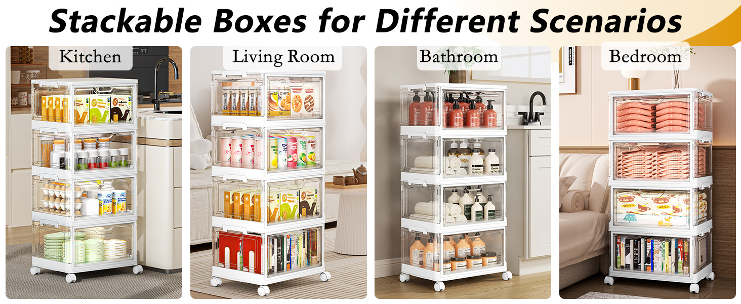 Amazon.com - SNSLXH Portable Clear Storage Bins with Lid & Wheels