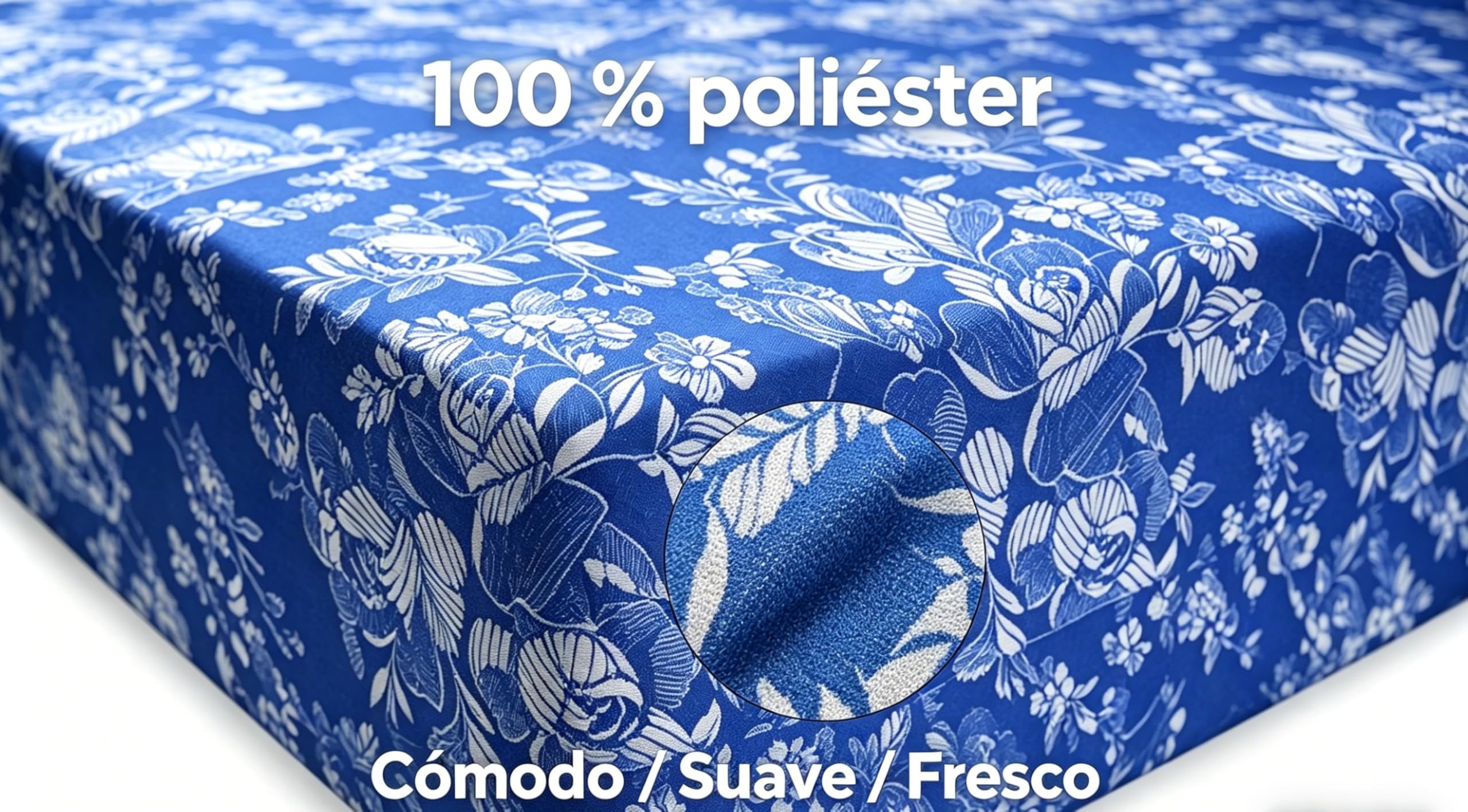 Funda de colchón con Cierre de Cremallera,Cubre Colchón de Cama 105cm,Fácil de Colocar,Respirable,Resistente, Suave y Agradable 100% Poliéster,Floreado Azul