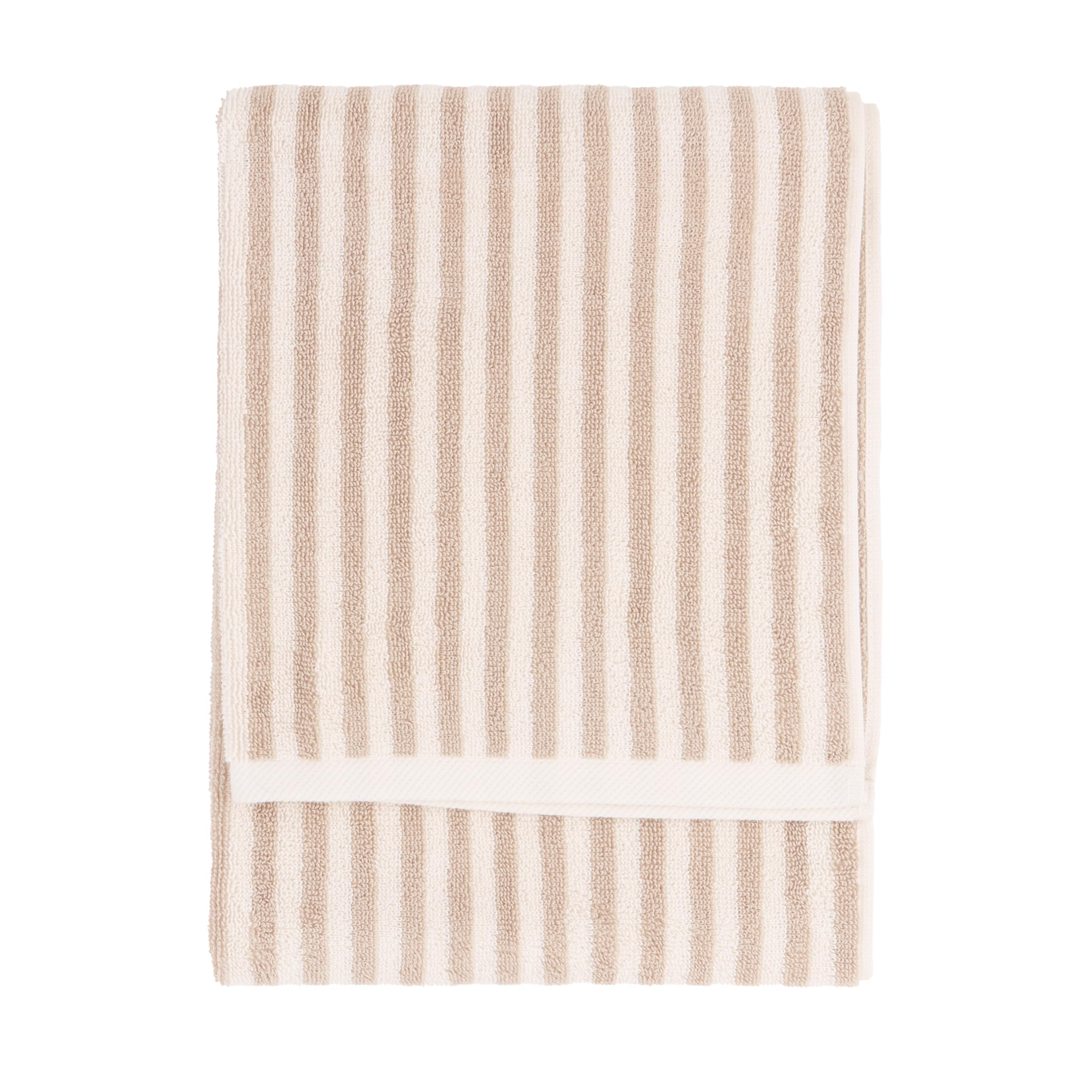 Yard Hebden Hand Towel – Ultra Soft 100% Cotton Terry Striped Luxury Bathroom Towel (Natural – 50x100cm) — image 1