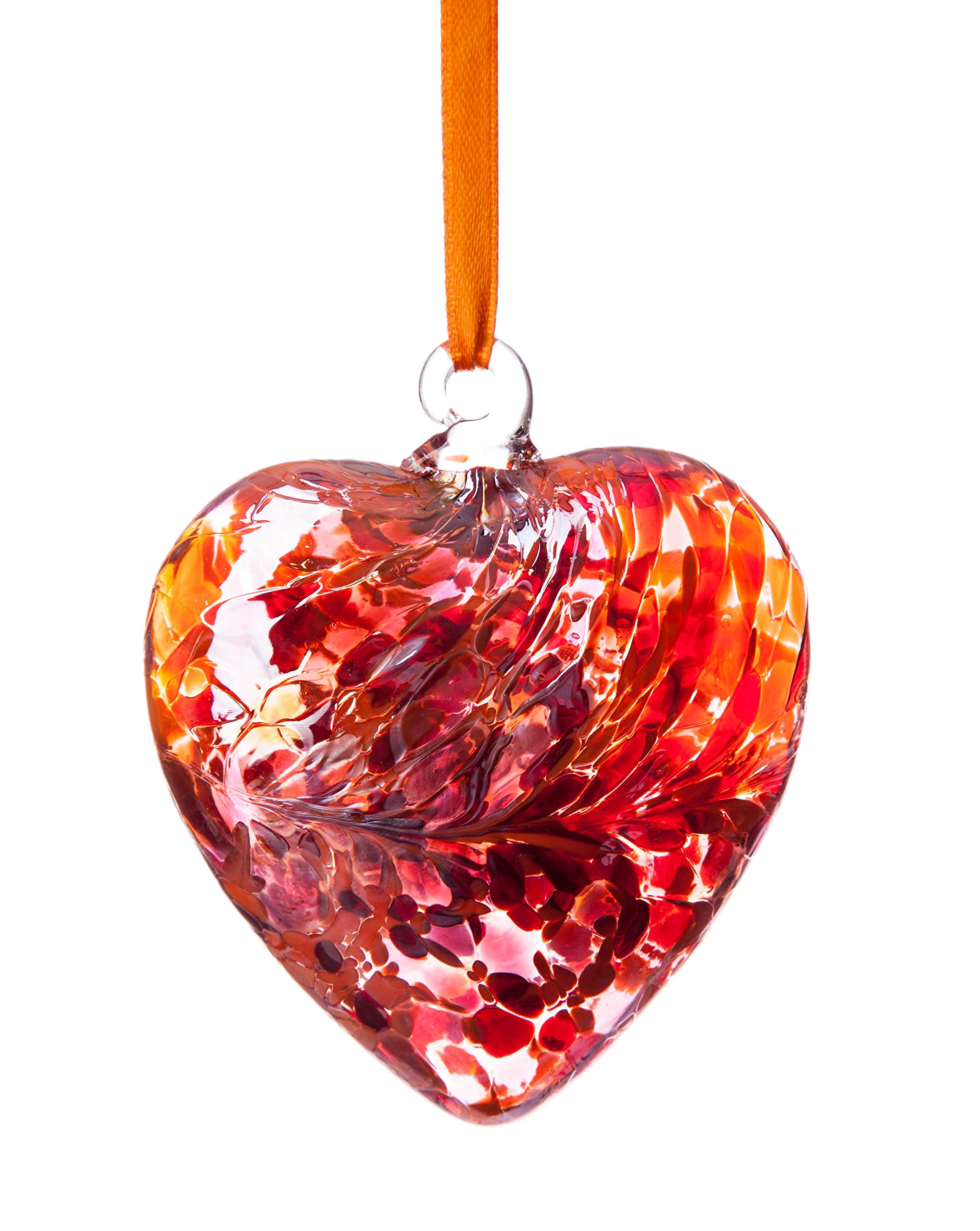 July Ruby 8cm Birthstone Glass Heart with Heart Stand