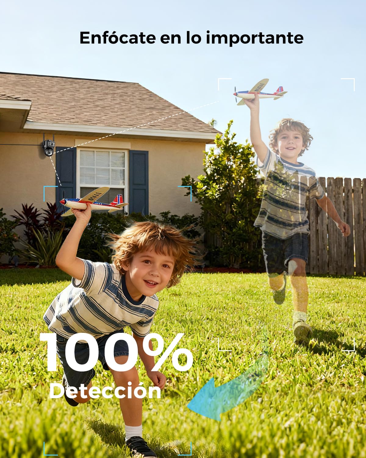 Reobiux 2K Camara Vigilancia WiFi Exterior, Cámara IP Vigilancia Domicilio con Doble Lente, Visión Nocturna Color, Seguimiento Automático, Audio Bidireccional, Grabación Continua 24/7, IP66