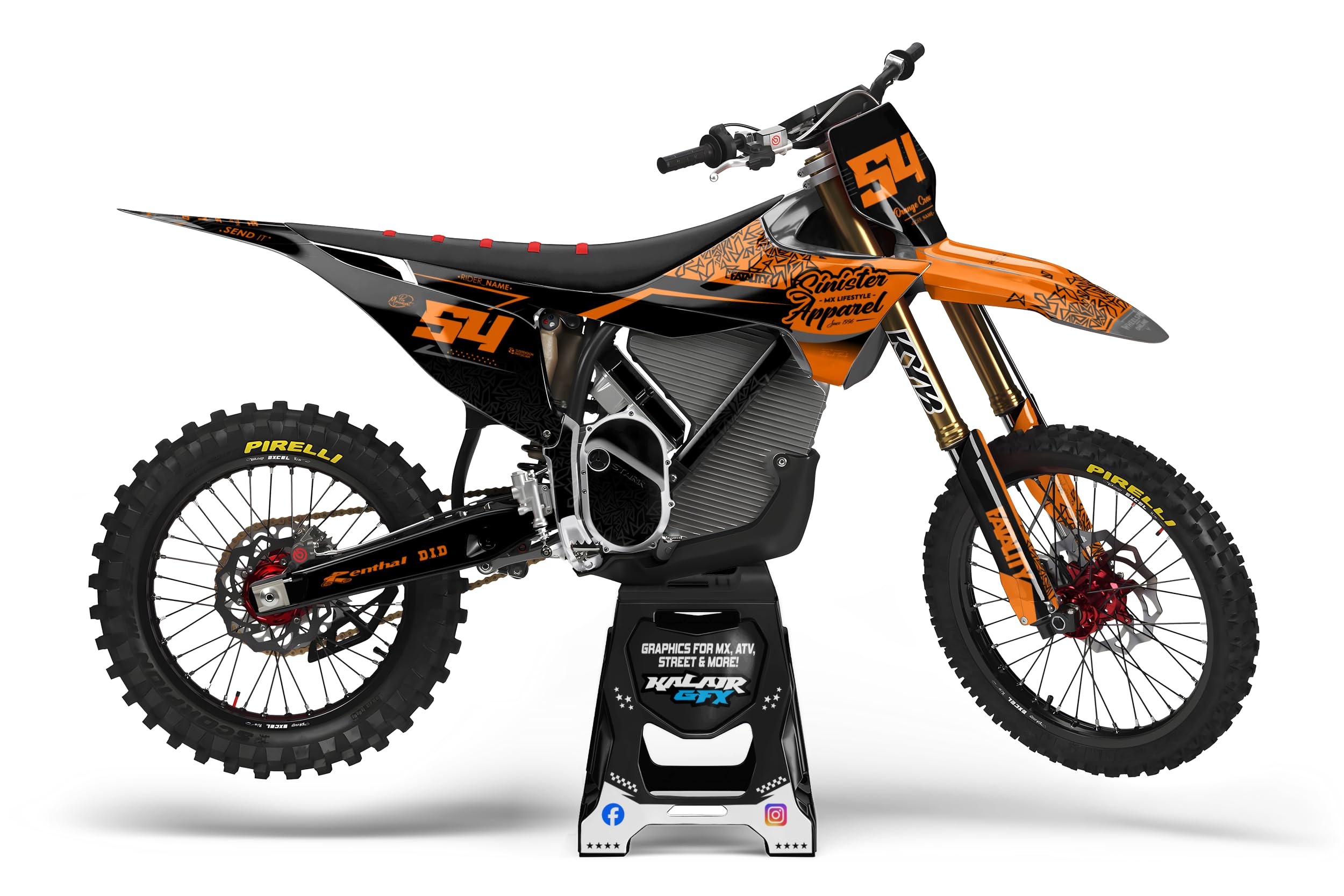 Graphics Kit for Stark Future-Varg Electric Dirt Bike (All Years) FATALITY Series Orange 21 Mil - Dirt bike Custom Racing Graphics Decals Stickers Kit, no-plastics