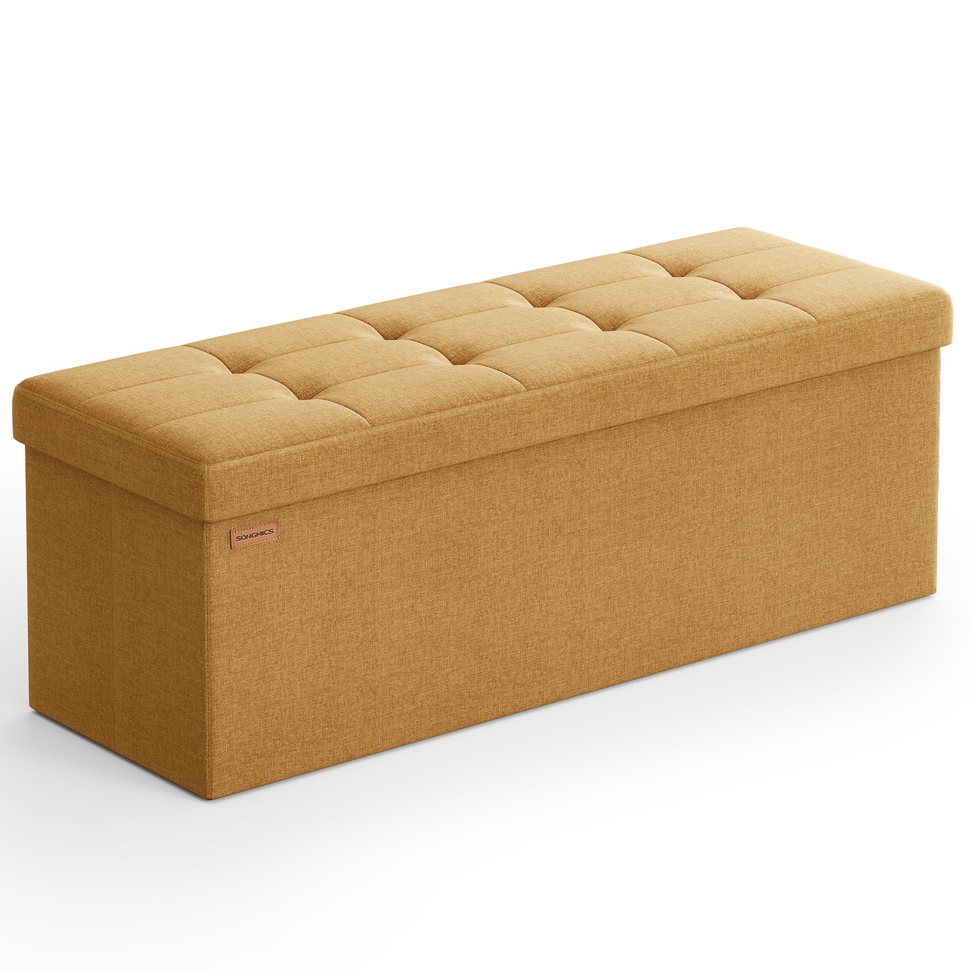 SONGMICS Mazie Collection - Storage Ottoman Bench, 43 Inches Folding Foot Rest Stool, End of Bed Bench, Easy Assembly, for Living Room, Bedroom,