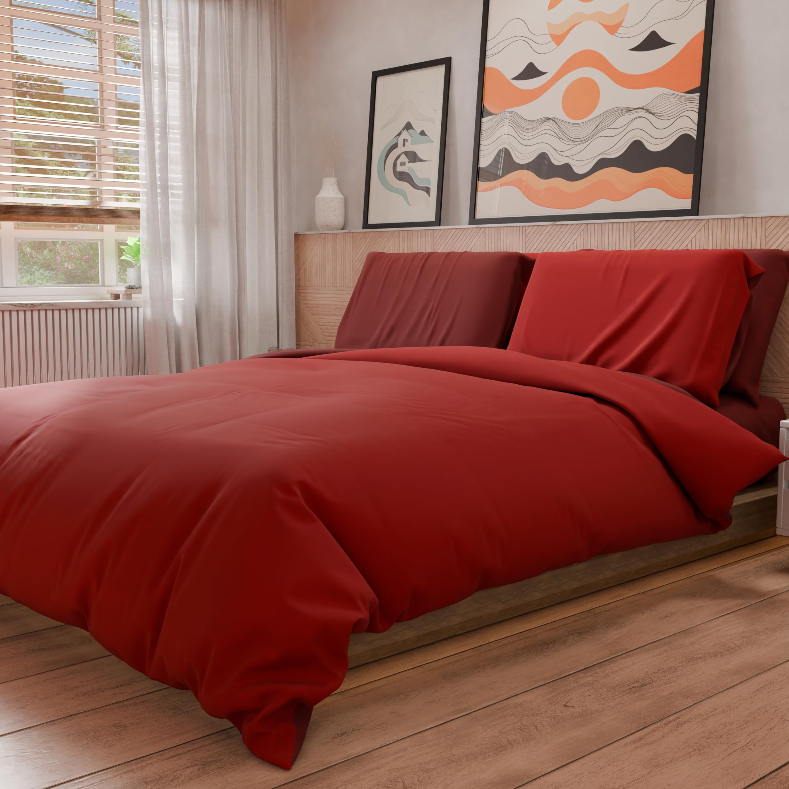 PETTI Artigiani Italiani - Double Duvet Cover, Duvet Cover and Pillowcases in Microfiber, Bicolor Red/Bordeaux, 100% Made in Italy - Image 4