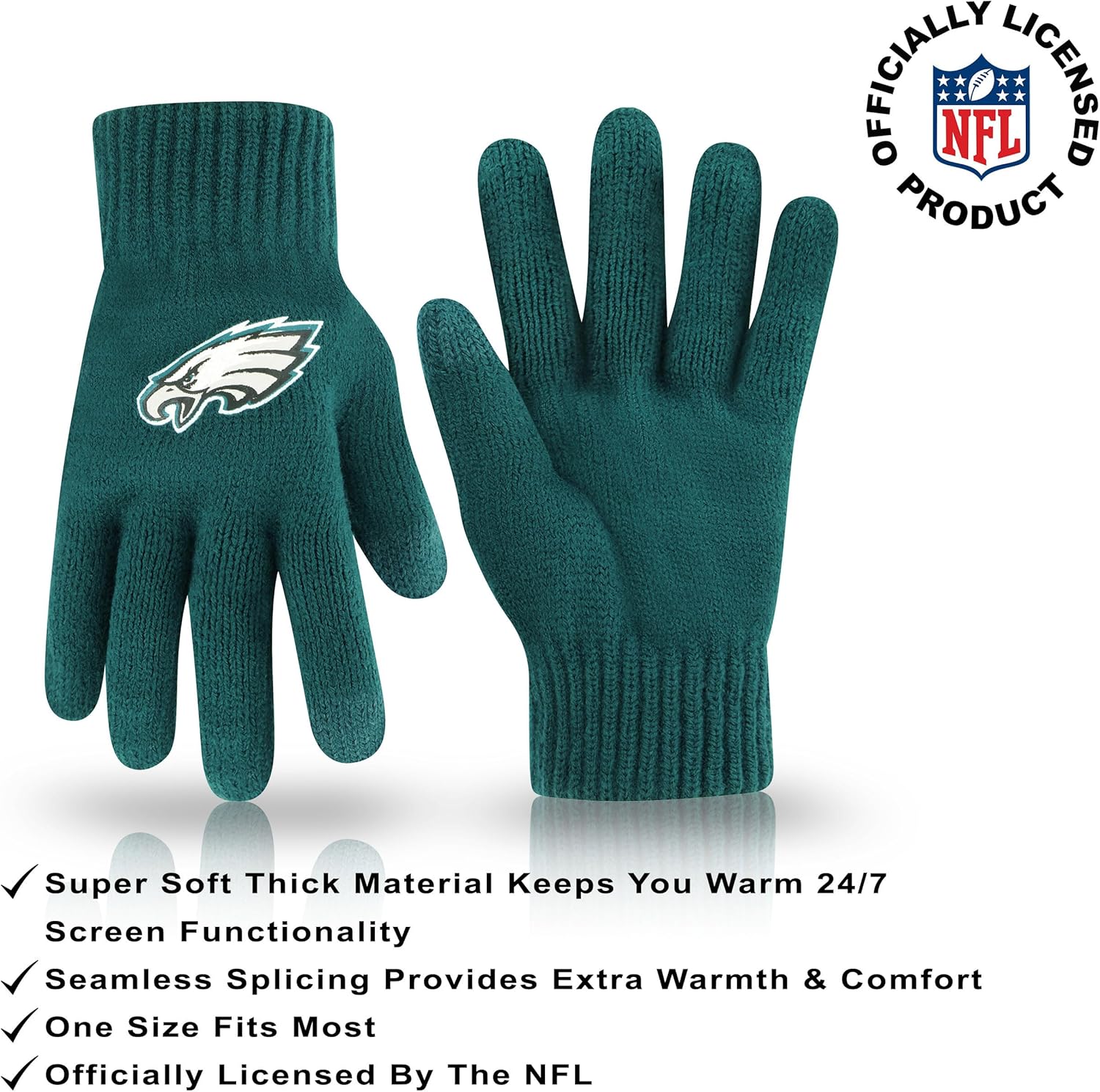 Ultra Game Adults NFL Official 2 Pack Super Soft Winter Beanie Knit Hats with Warm Touch Screen Gloves