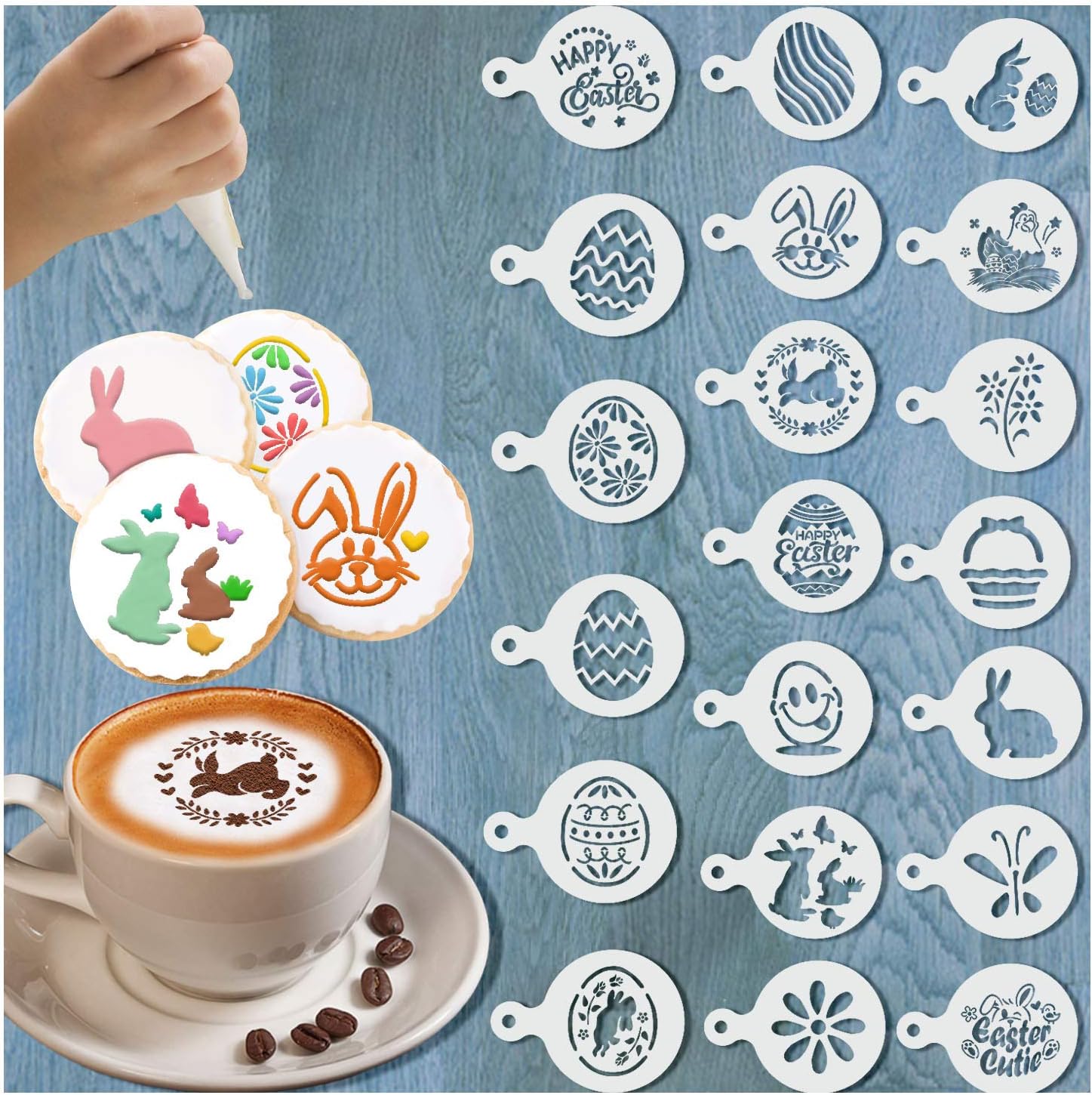20pcs Easter Cookie Stencils Stencil, Cookie Decorating