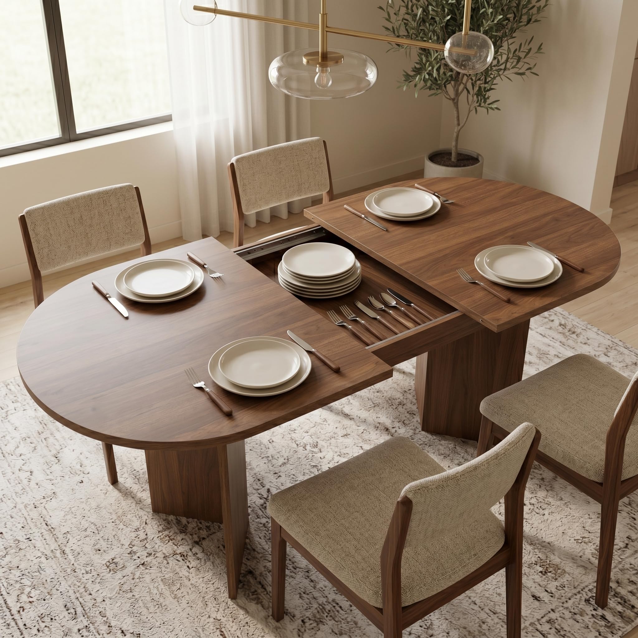 Tavolo da pranzo rotondo allungabile, 160/200 x 90 x 75 cm, tavolo da pranzo allungabile, ovale, tavolo da pranzo, tavolo da pranzo, tavolo da cucina, per 6-8 persone, per cucina, soggiorno (colore