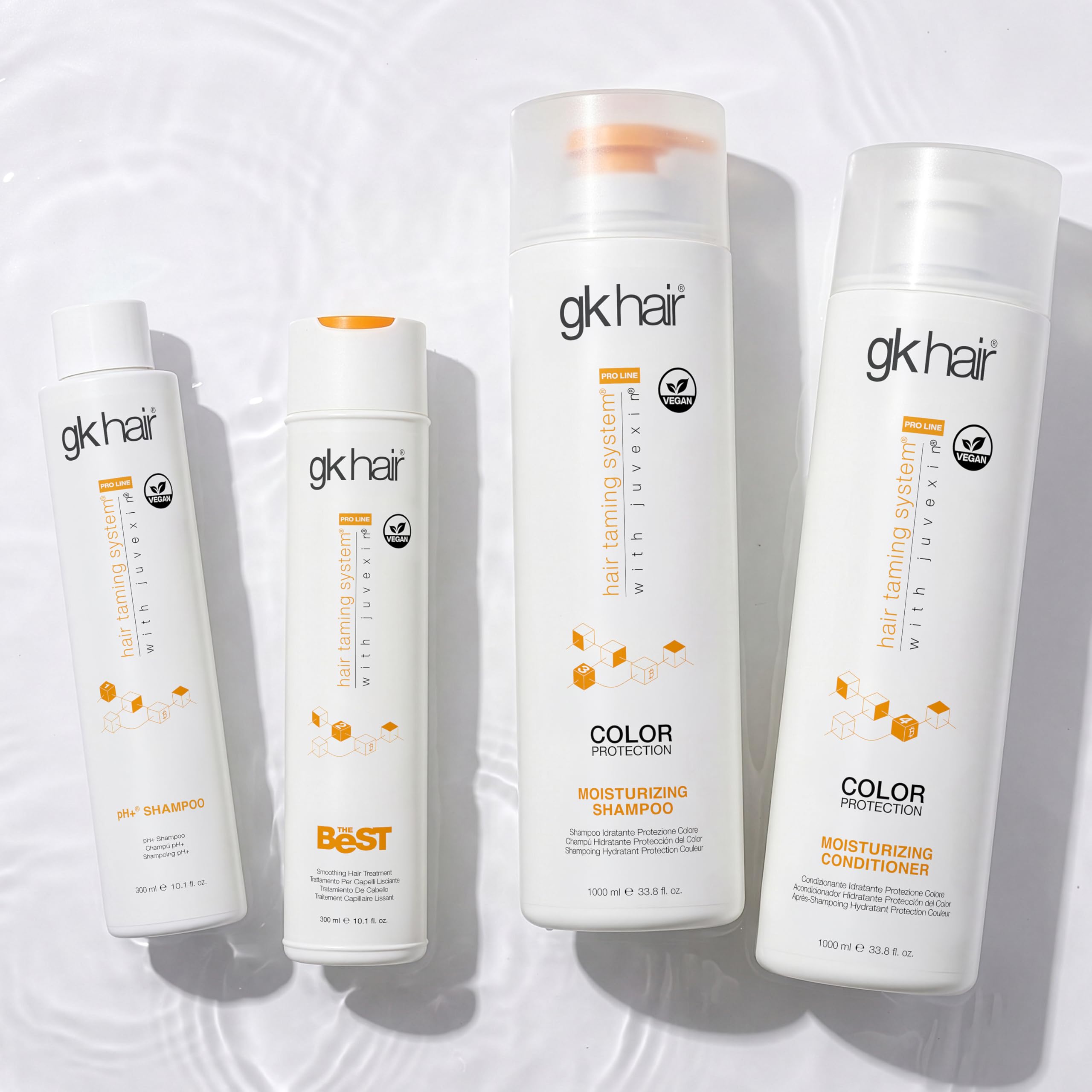 GK HAIR Global Keratin Moisturizing Shampoo & Conditioner Sets 1000ml Para Daños Secos Tratados Con Color Rizado Frizzy Orgánico Sin sulfato de parabenos Uso diario después de una limpieza profunda