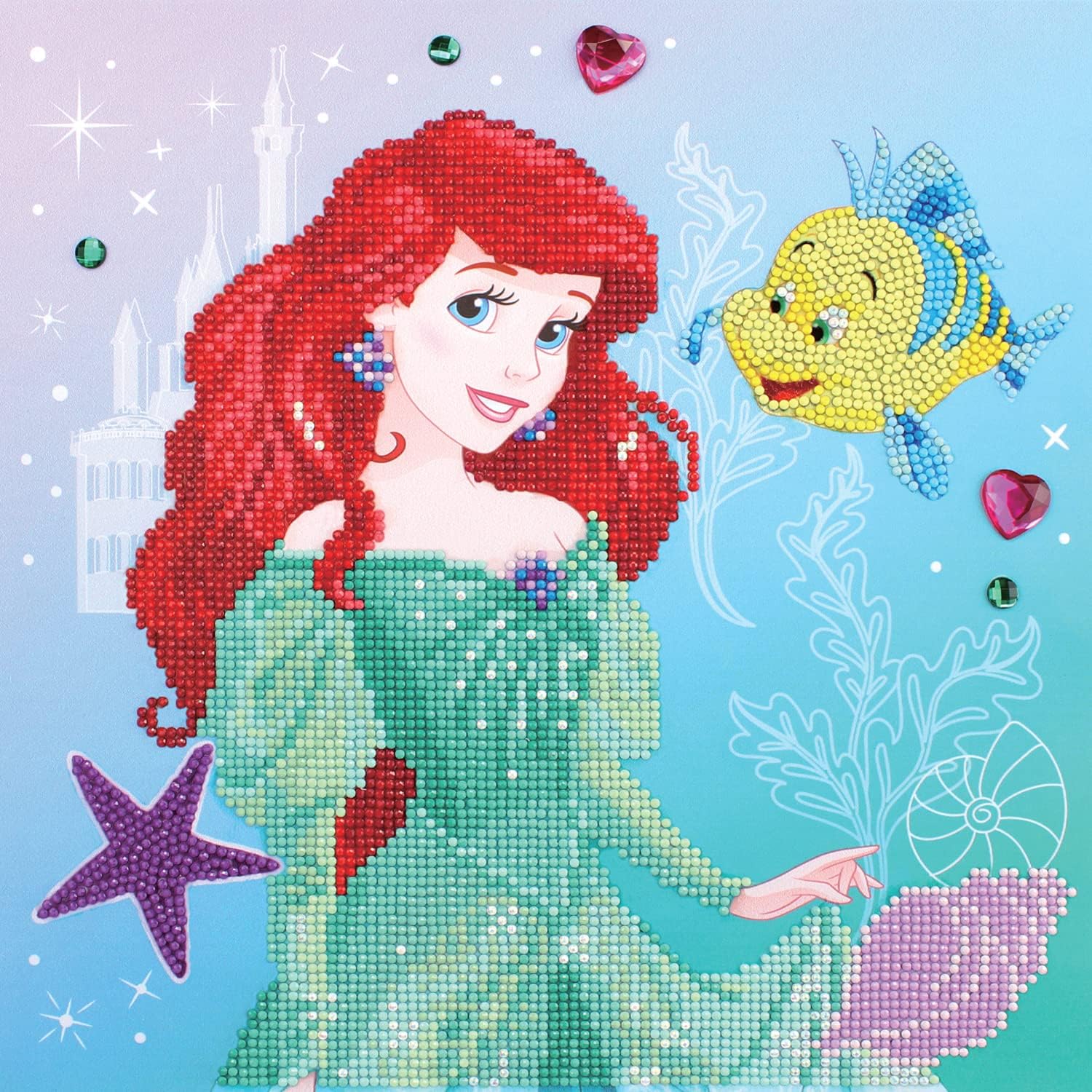 Diamond Dotz Disney Ariel Spirited The Little Mermaid Diamond Painting Kits for Adults - Diamond Art Kits a Relaxing Creative Craft Kit with Dotz Gems 12.6"x12.6"