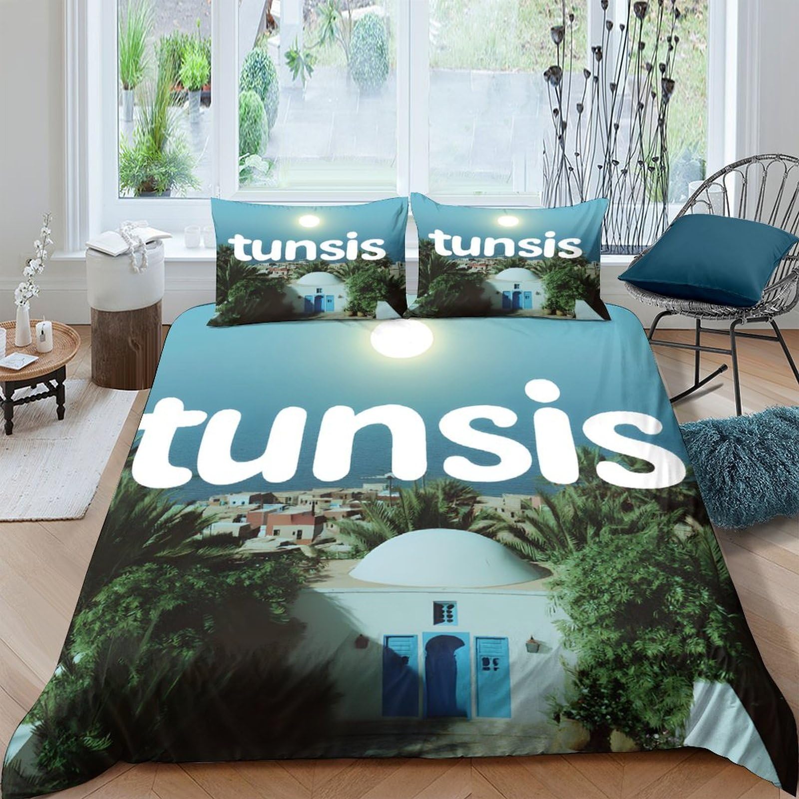 Ctjqhvkz Style-10 3D Printed Mediterranean Villa Fitted Sheet Microfiber Soft Breathable Landscape Bed Cover For Bedroom Guest Room Decor Single（135X200cm）