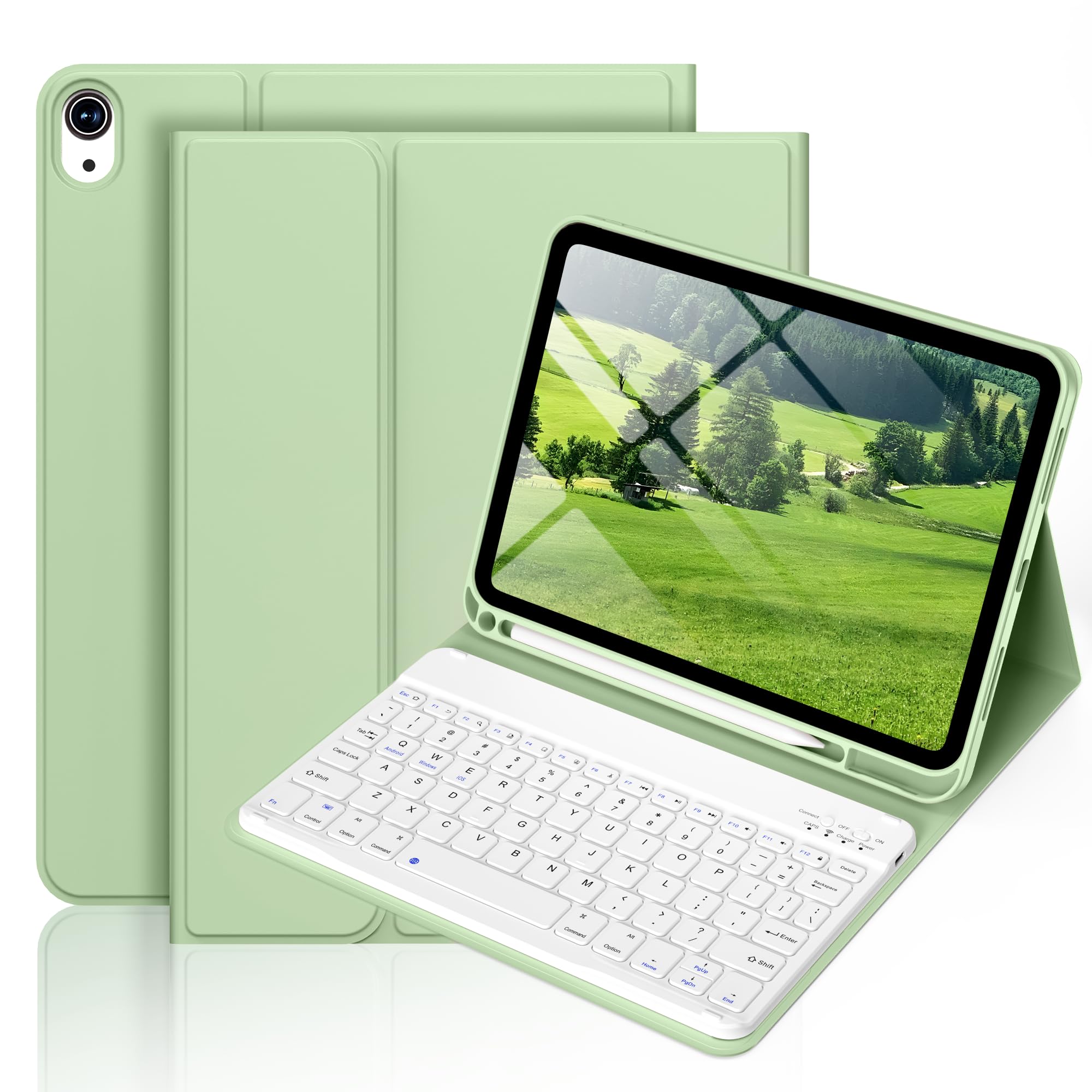 BQDIYOO Case for iPad 11th/10th Generation with Keyboard, 11 inch A16/10.9" iPad 10 Case (2025/2022) with Pencil Holder, Wireless Keyboard and Slim