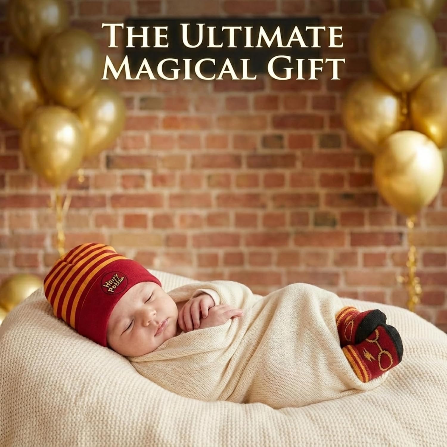 Harry Potter Baby Hat and Bootie Sock Gift Set, Newborn Accessories 0-12 Months