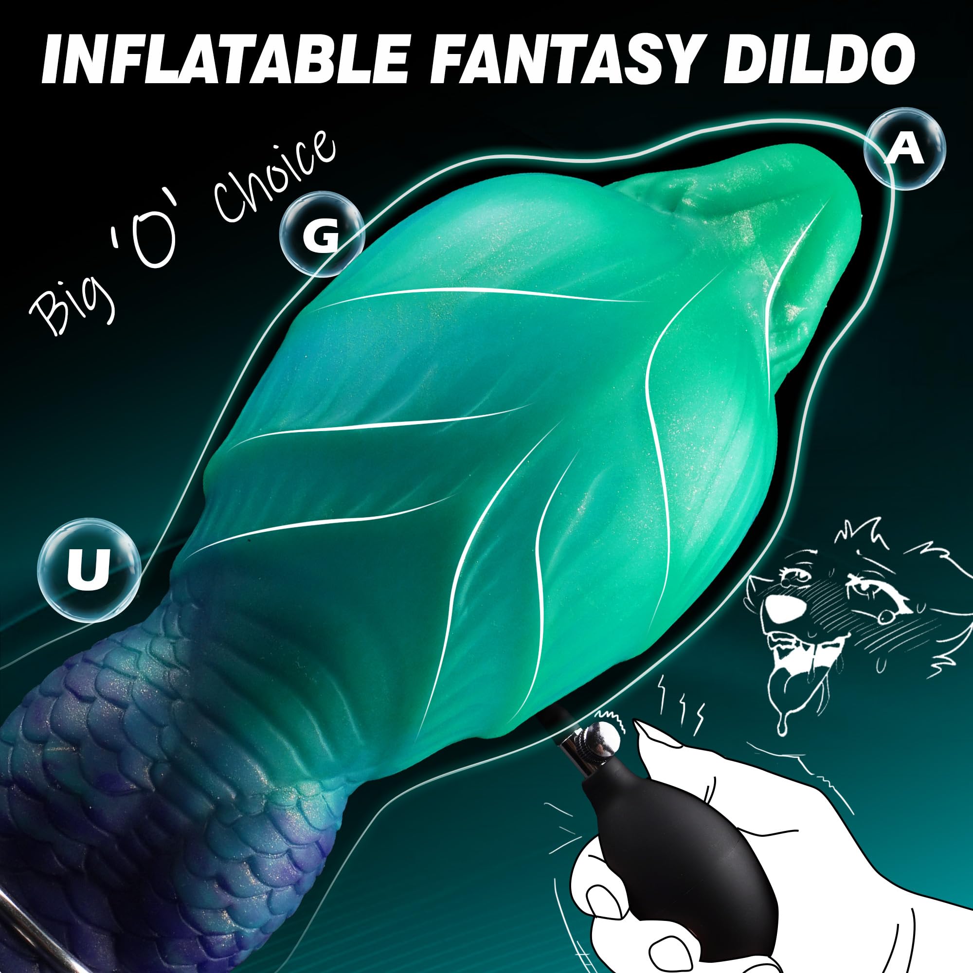 Monster Dildo Inflatable Fantasy Dildo with Adjustable Thickness, Huge Horse Dildos Inflatable Butt Plug Thick Anal Dildos with Strong Suction Cup, Adult Toys for Women Men