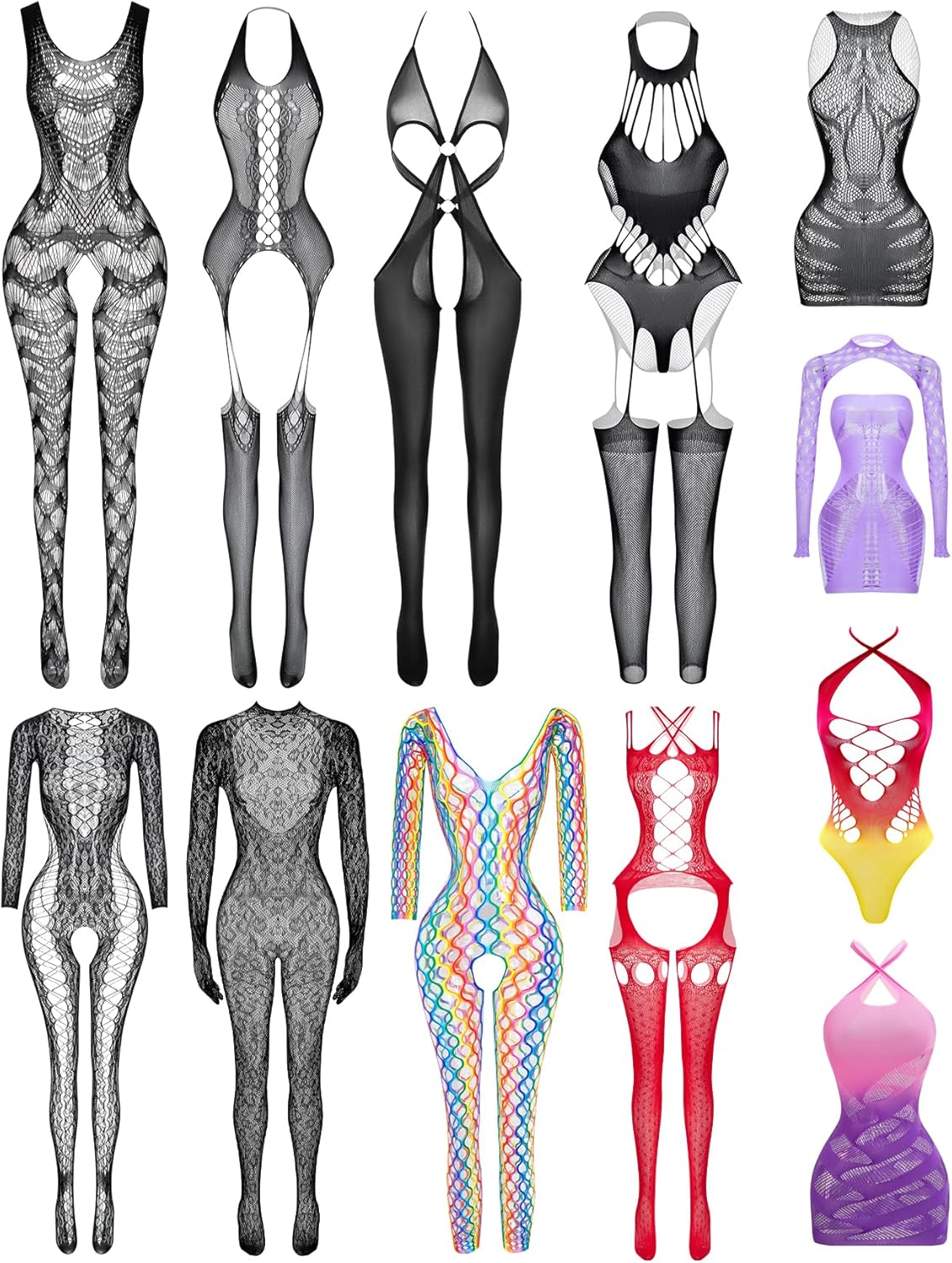 Sexy Lingerie For Women Sheer High Elasticity Bodystocking Bodysuit For Women One Size Fits 80-150lb