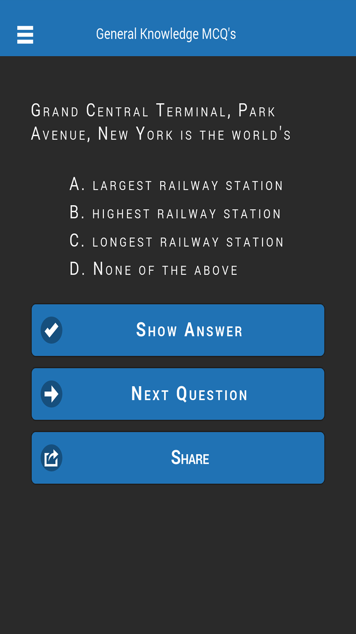 General Knowledge MCQs - App on Amazon Appstore