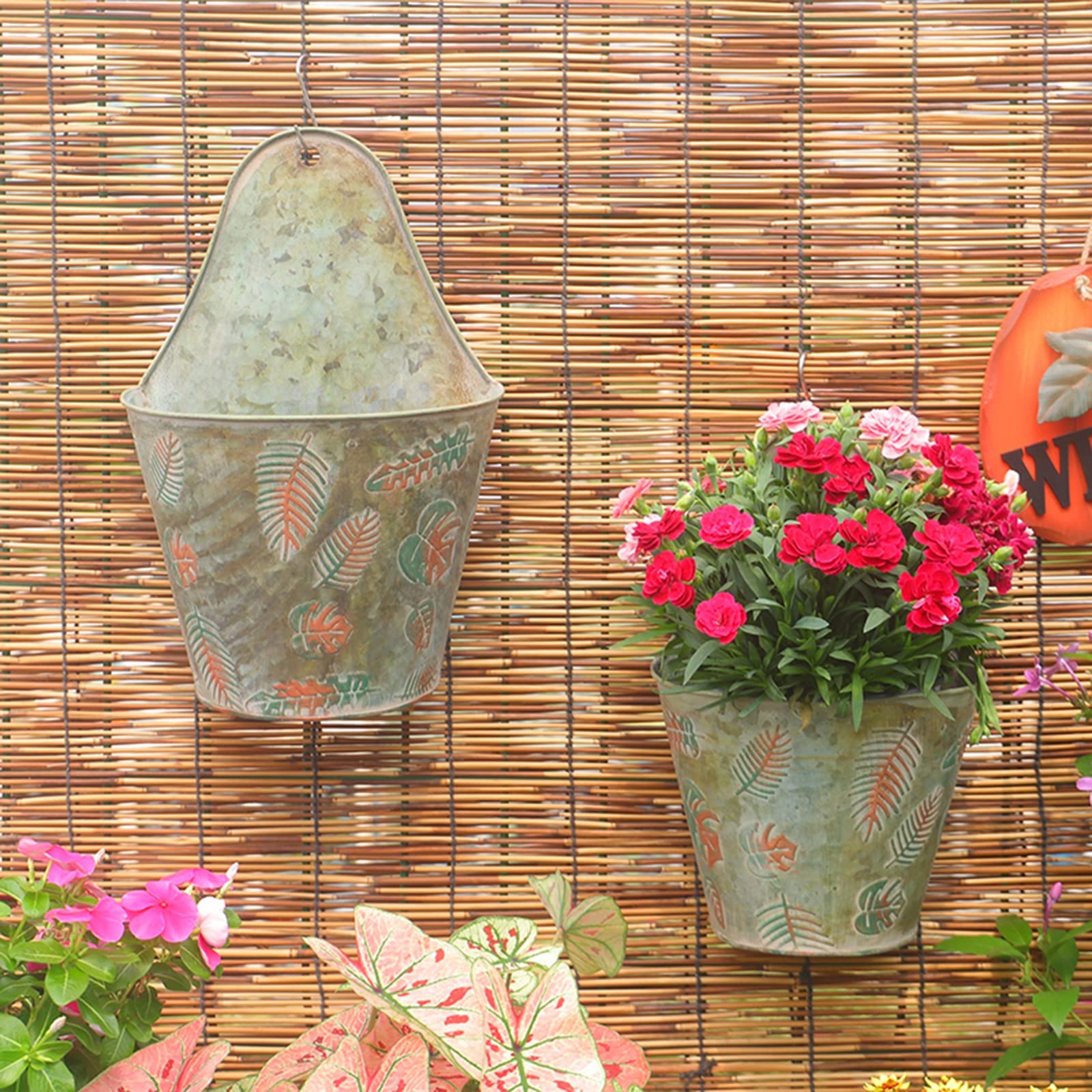 HASMI Jardiniere Balcon Pot de Fleur de Fer en métal Suspendu Planteur Suspendu Jardinage Mural de Jardin garçon de Fleurs for Balcon extérieurs Balcon Patio Pot Suspendu Plante Interieur