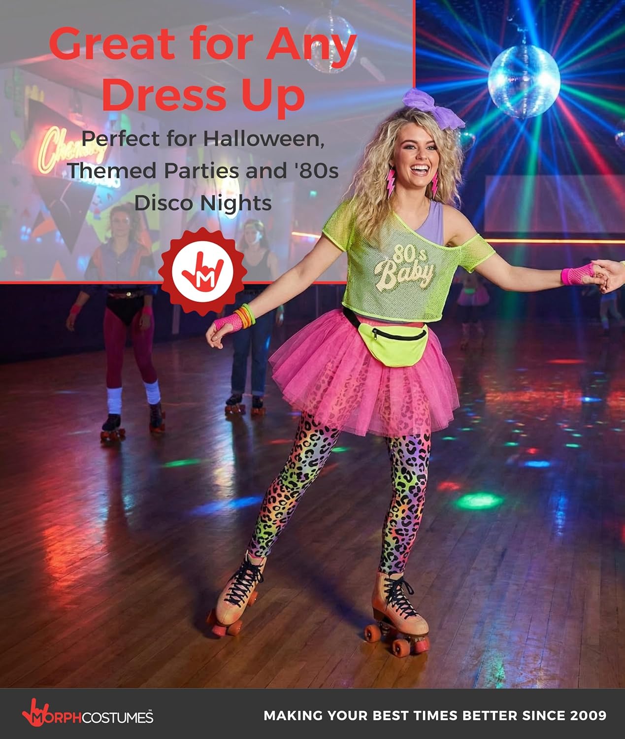 Morph 80s Outfit for Women 80s Costume Decades Day Outfits Womens 80 s Outfit for Party Halloween Disco Costume