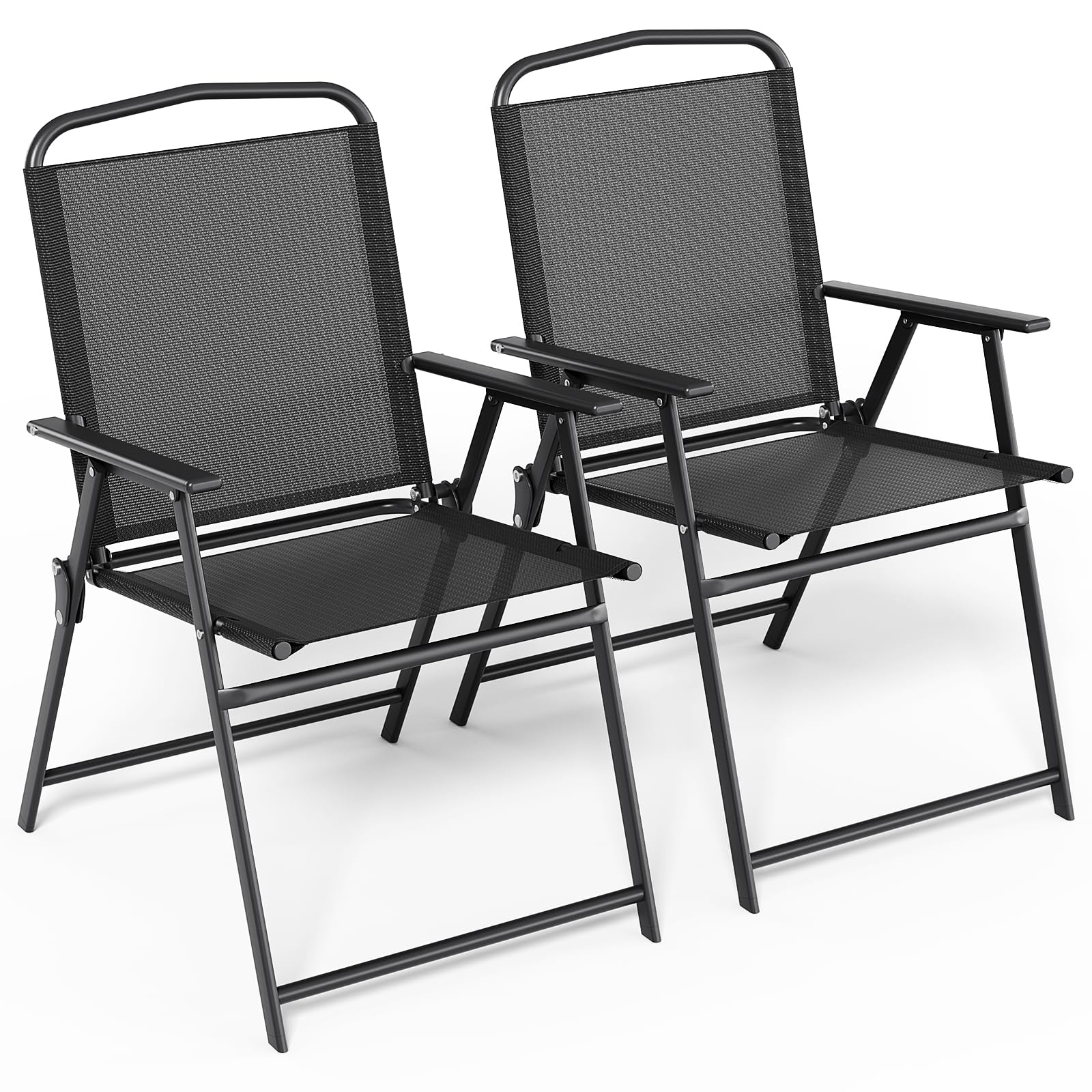 LIFERUN Gartenstühle, Klappstühle mit Rückenlehne Armlehnen, Terrassenstühle, Outdoor-Stühle Essstühle, bis 150 kg Belastbar, Klappsessel für Camping, Strand, Garten, Pool, Terrasse