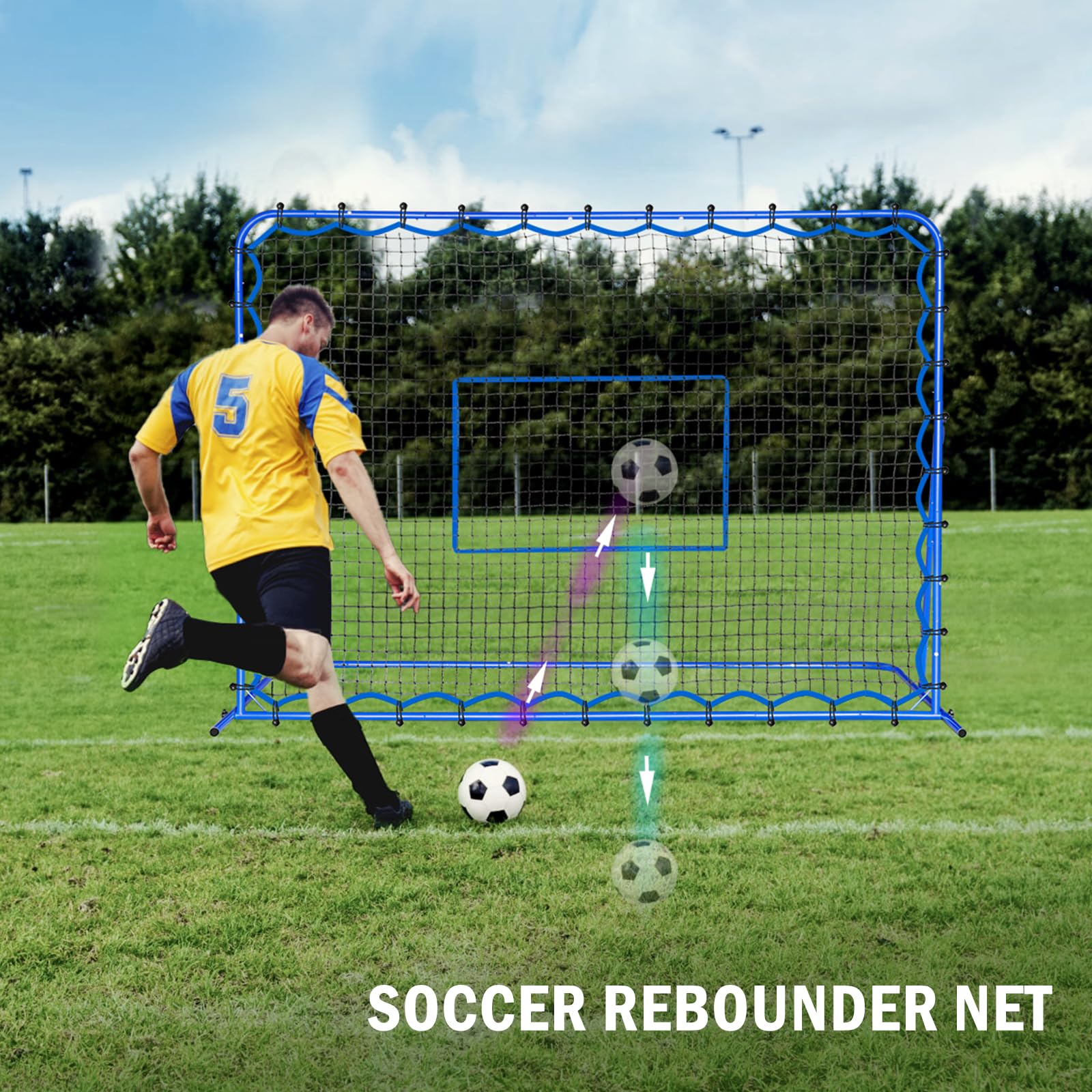 Red de portería de fútbol de modo dual y red de rebote de fútbol, durabilidad premium para entrenamiento de tiro intenso, entrenamiento de fútbol de ángulo de cambio rápido para control, práctica de