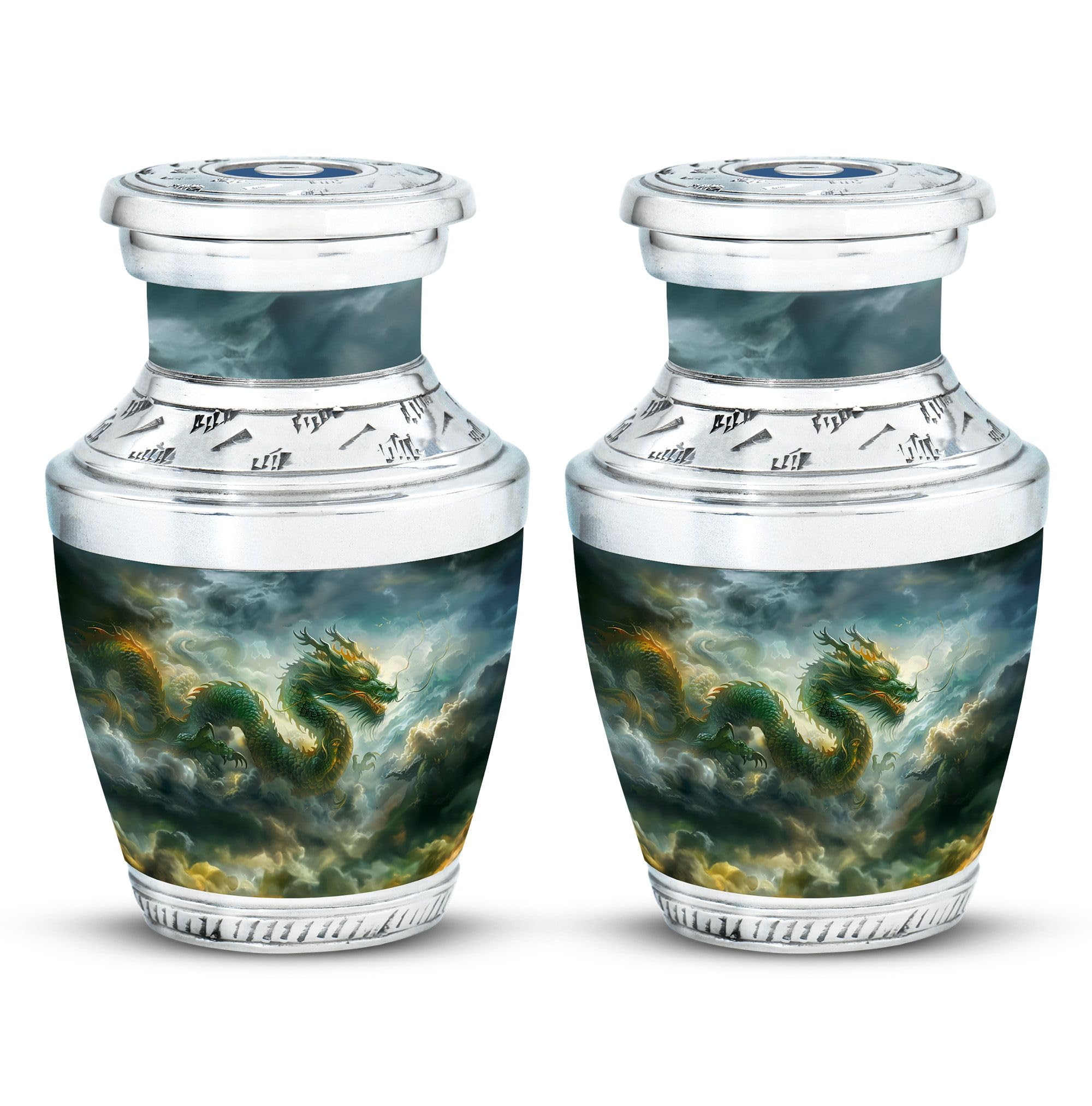 YATHABHISA Dragon Urn, Funeral Decorative Urns - Memorial for Human Remains - Keepsake Mini Cremation Urns for Adults - Small Urn for Human Ashes for Adult Male & Female - Pack of 2 — image 1