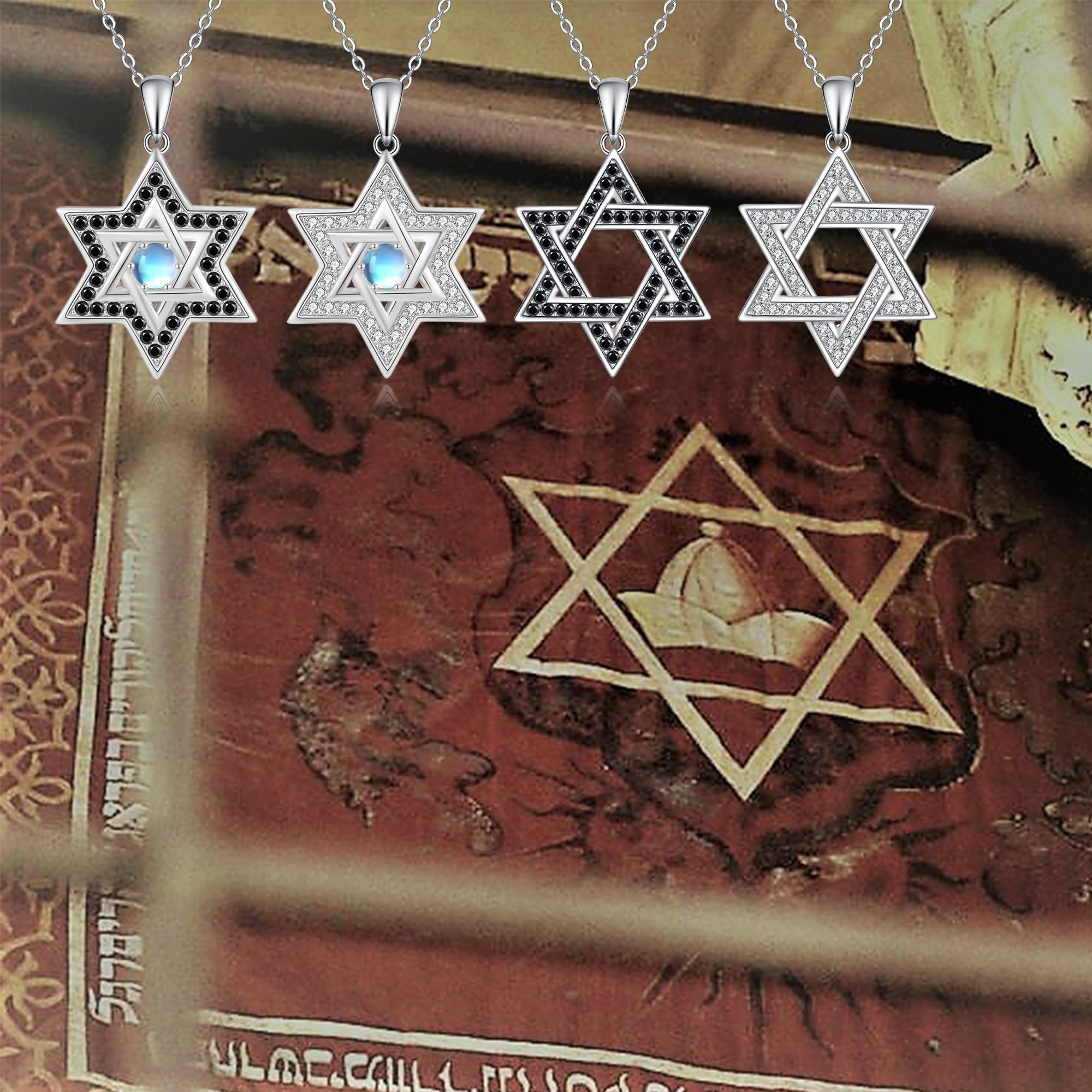 Davidstern Hexagramm Halskette 925 Sterling Silber Anhänger Halskette Schmuck Geschenk für Frauen DE1
