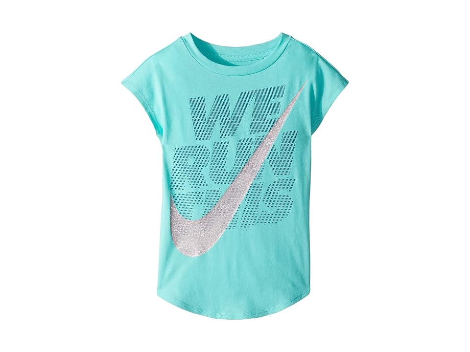

Nike Kids We Run This Modern Short Sleeve Tee (Little Kids) (Light Aqua) Girl's Clothing