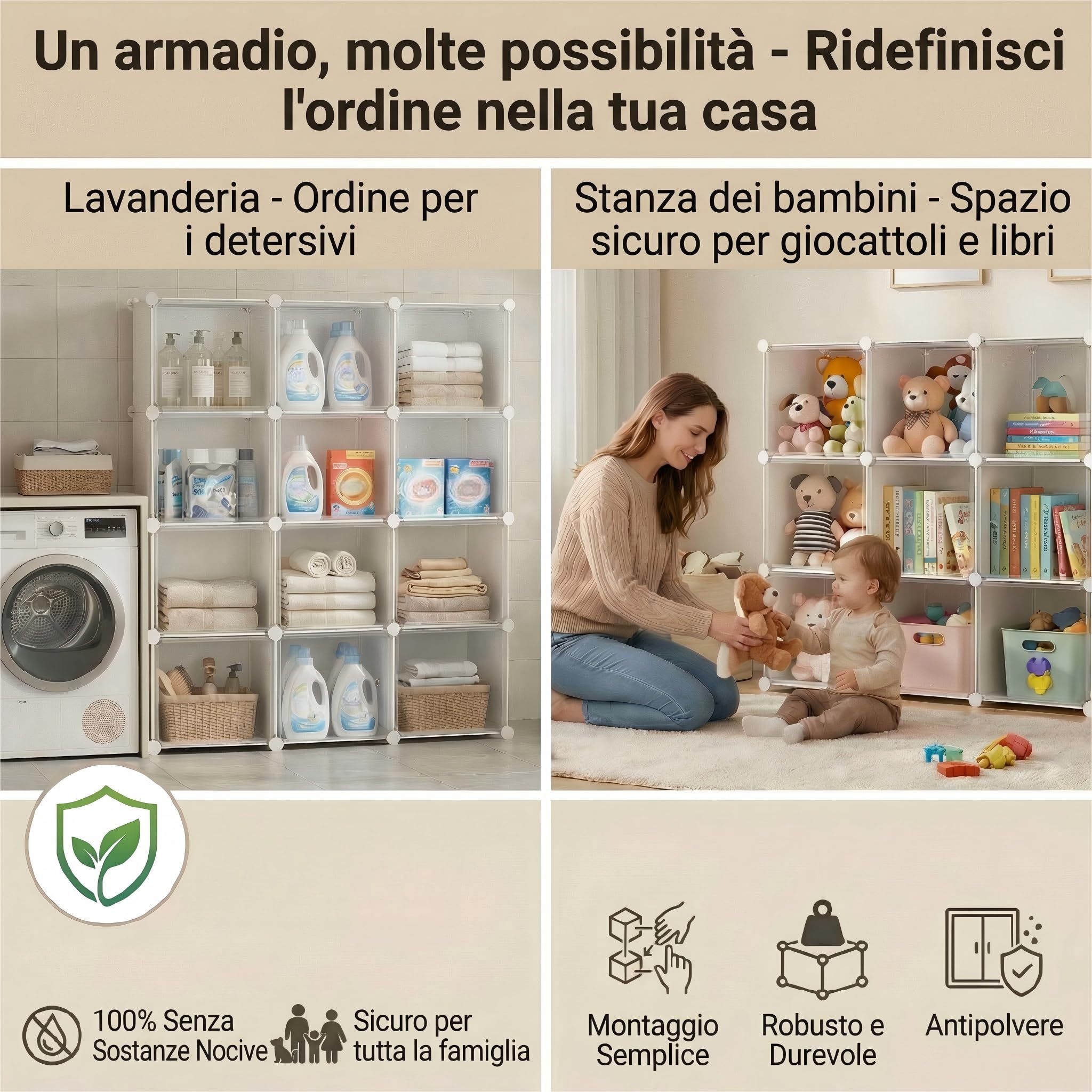 Scarpiera salvaspazio a 44 scomparti con porta, scarpiera modulare in plastica chiusa bianca, mobile per scarpe ingresso fai da te per corridoio camera da letto