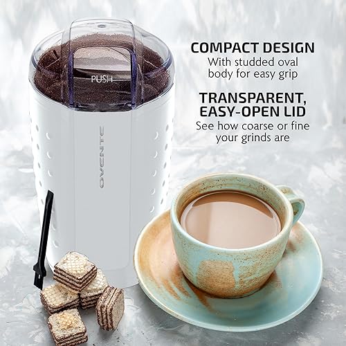 Vista 37 de Ovente CG225 Molinillo eléctrico con cuchillas de acero inoxidable para granos de café, especias, nueces, cereales, Granate