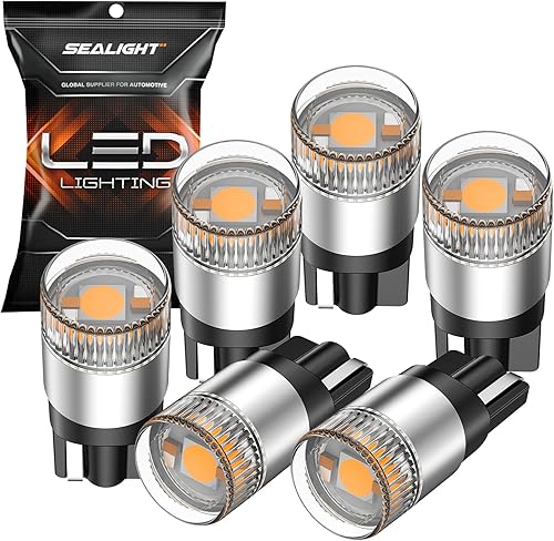 SEALIGHT Bombilla LED de 194 luces LED ámbar y amarillo, W5W 168 2825 T10 para interior de automóvil, repuesto para luz de matrícula, luz de cúpula,
