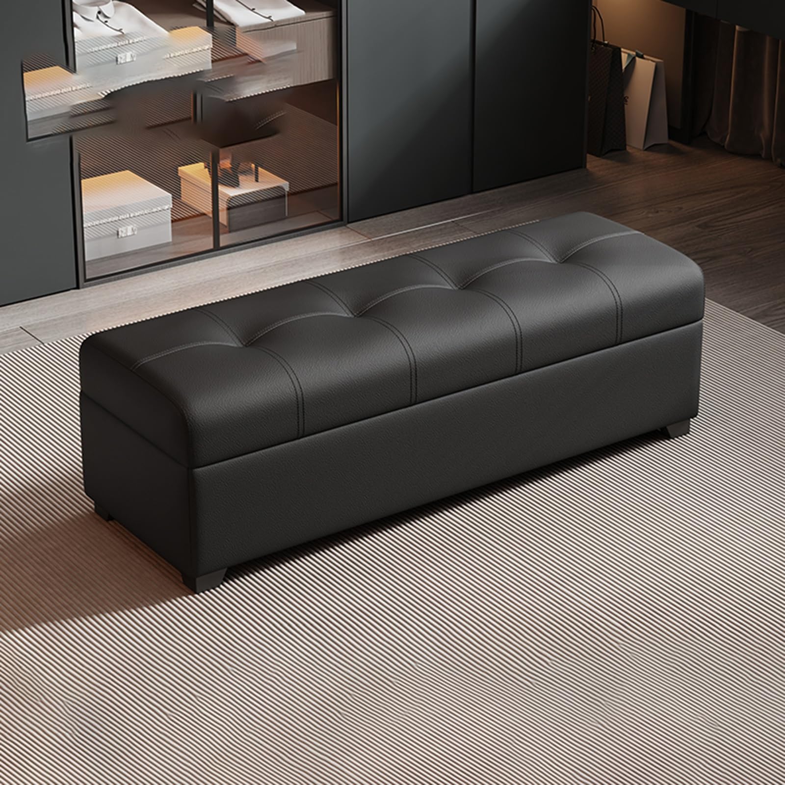 Banc d'entrée à chaussures rembourré pour optimiser et ranger les petits espaces