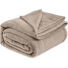 Bedsure Cuddly Fluffy Blanket - Warm Winter Soft Sofa Blanket XXL - Light Brown, 270 x 230 cm