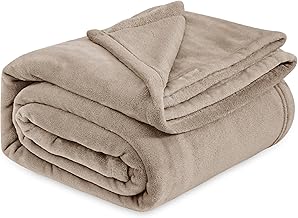 Bedsure Plaid Couverture Polaire Douillette - Plaid Polaire Douce et Chaude 220 x 240 cm, Couverture de Canapé Lit 2 Personnes, Grand Jeté de Canapé en Flanelle, Marron Clair