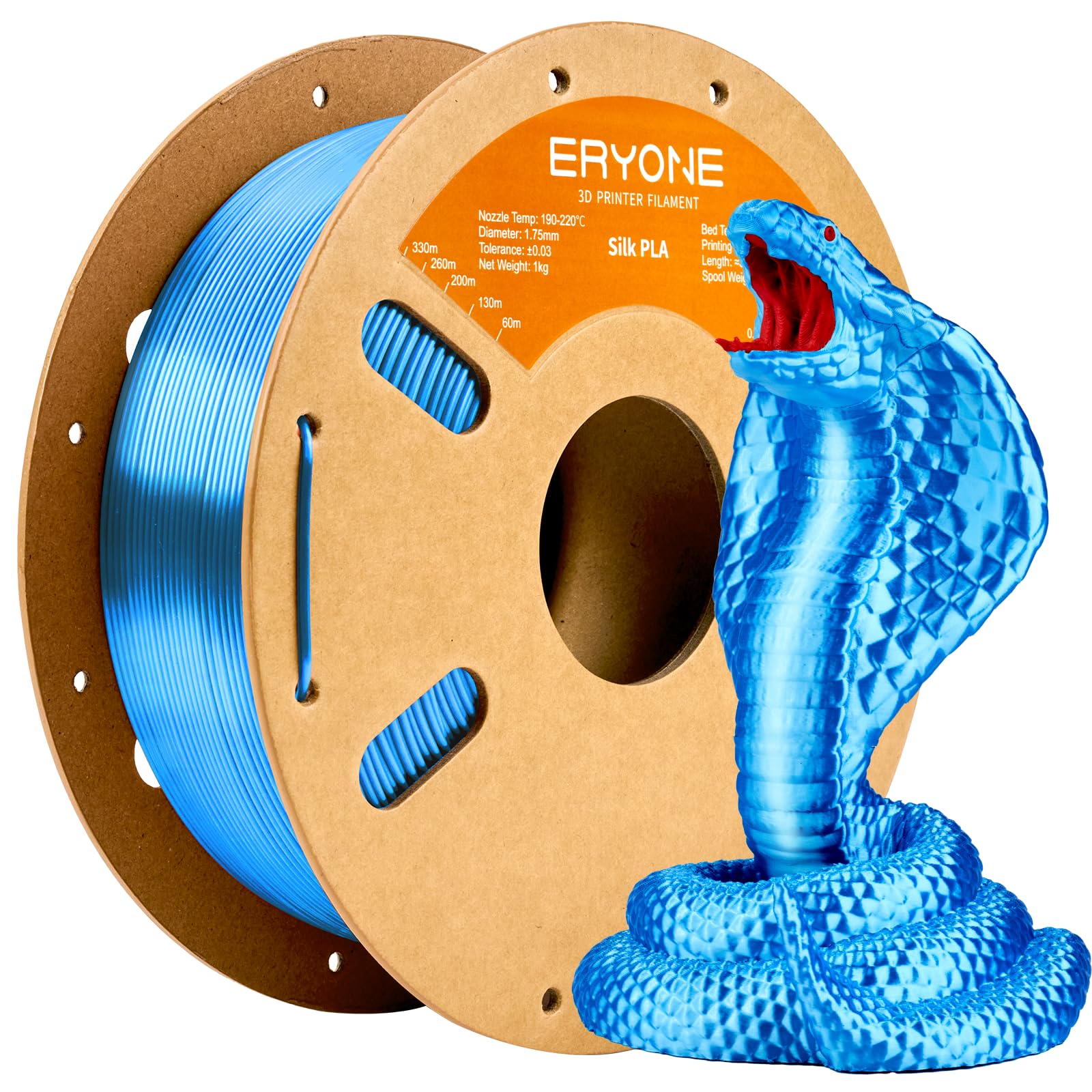 ERYONE Silk PLA Filament for 3D Printer 1.75mm +/- 0.03mm, Shiny Filament 1kg (2.1lbs)/Spool, Silk Blue