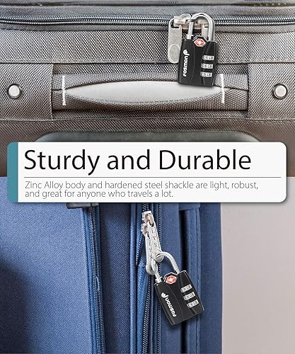Miniatura 4 de Cerraduras de equipaje aceptadas por la TSA, indicador de alerta abierta Fosmon de 3 dígitos con combinación de códigos de candado para bolsa de