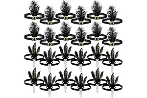 24 Pieces 1920s Flapper Headband Black Feather Headpiece for Women 20s Hair Costume Accessory