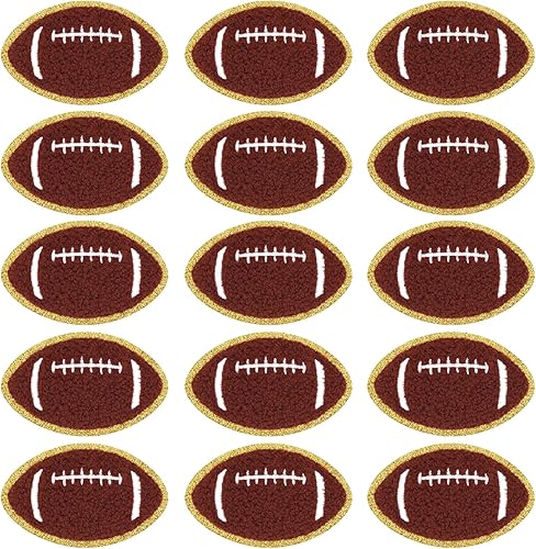 15 parches para planchar con motivos bordados, parches para coser, bordes dorados, parches bordados de fútbol de felpilla para ropa de niños, jeans,