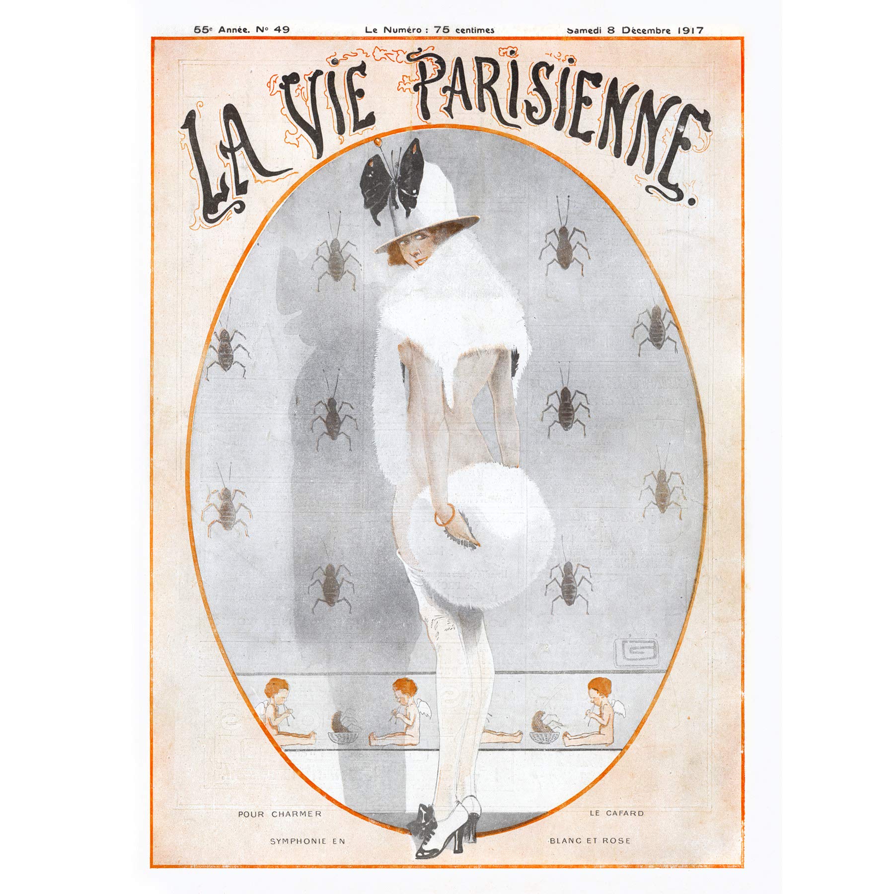 Artery8 La Vie Parisienne Woman White Charmer Magazine Cover Premium Wall Art Canvas Print 18X24 Inch